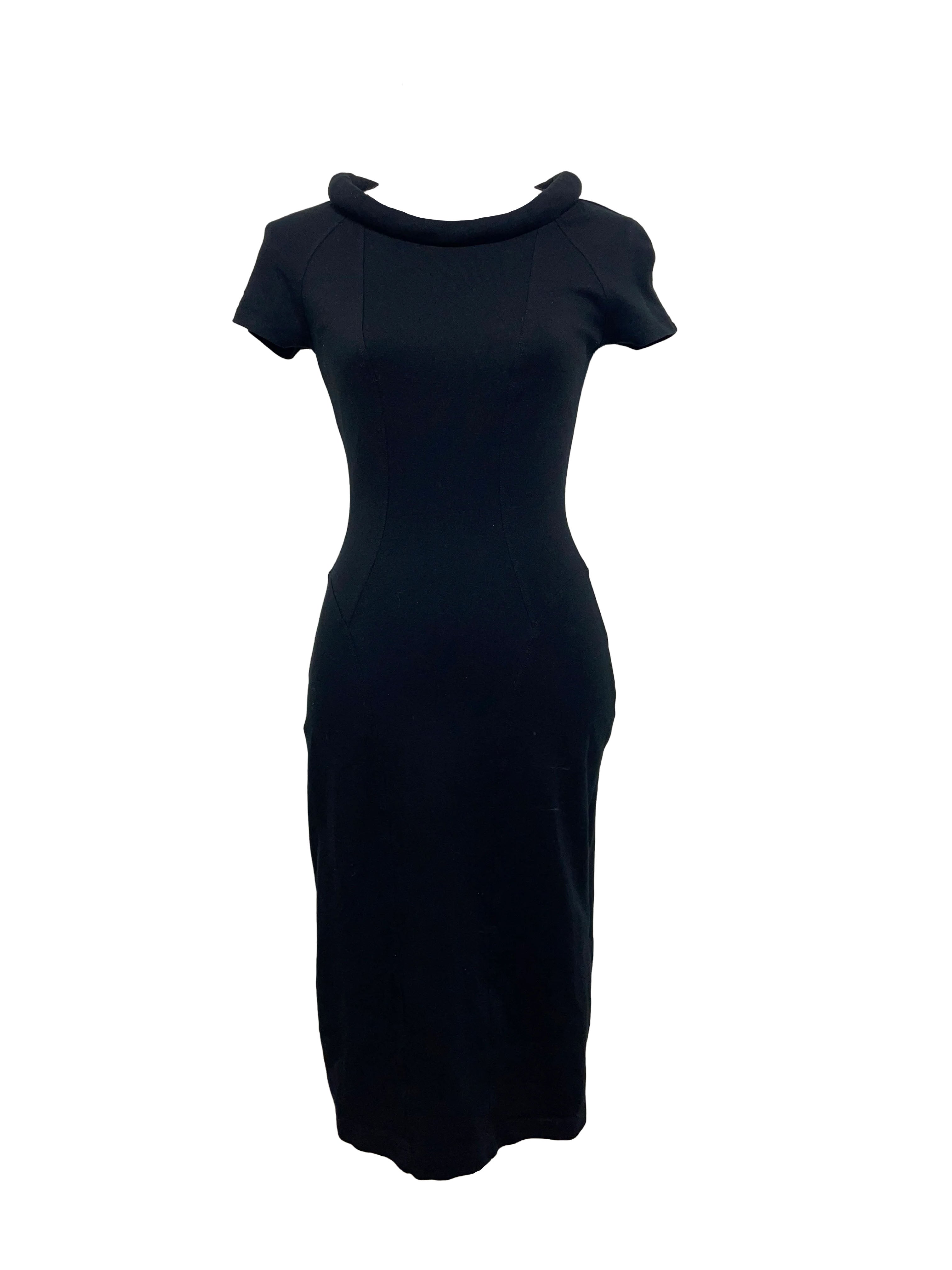 Plein Sud Façal Amor Black Padded Collar Fitted Dress