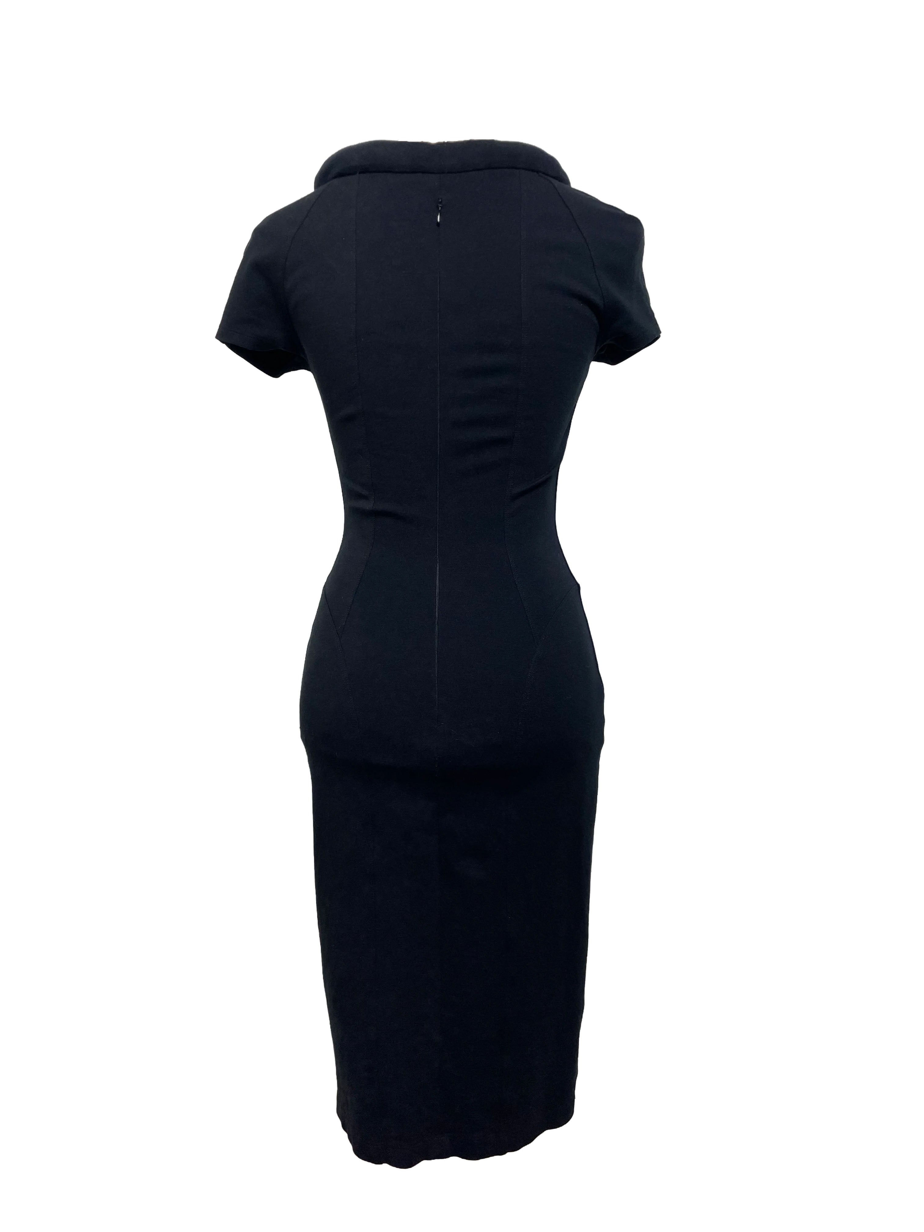 Plein Sud Façal Amor Black Padded Collar Fitted Dress