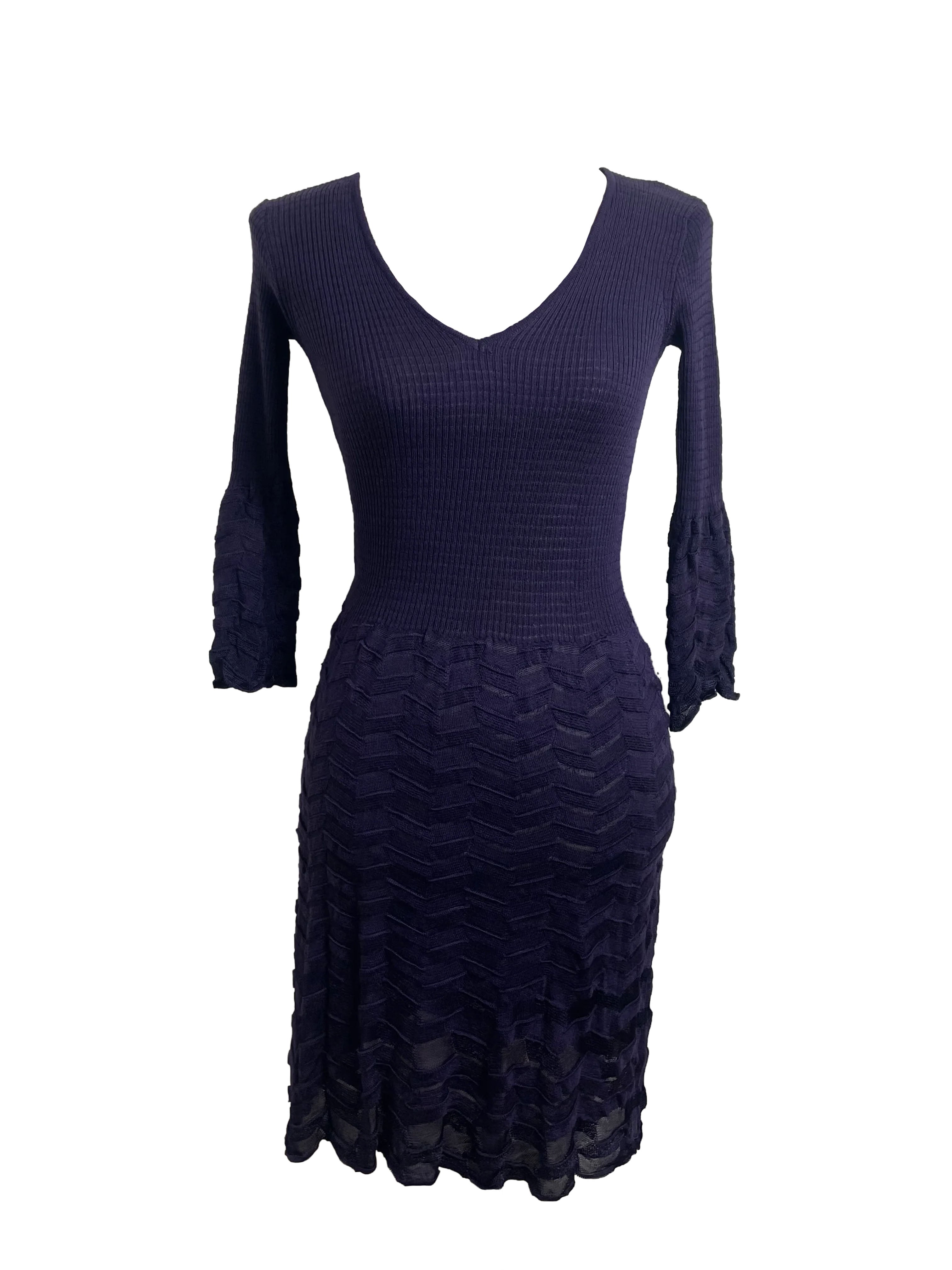 Missoni Purple 3/4 Sleeve Midi Dress