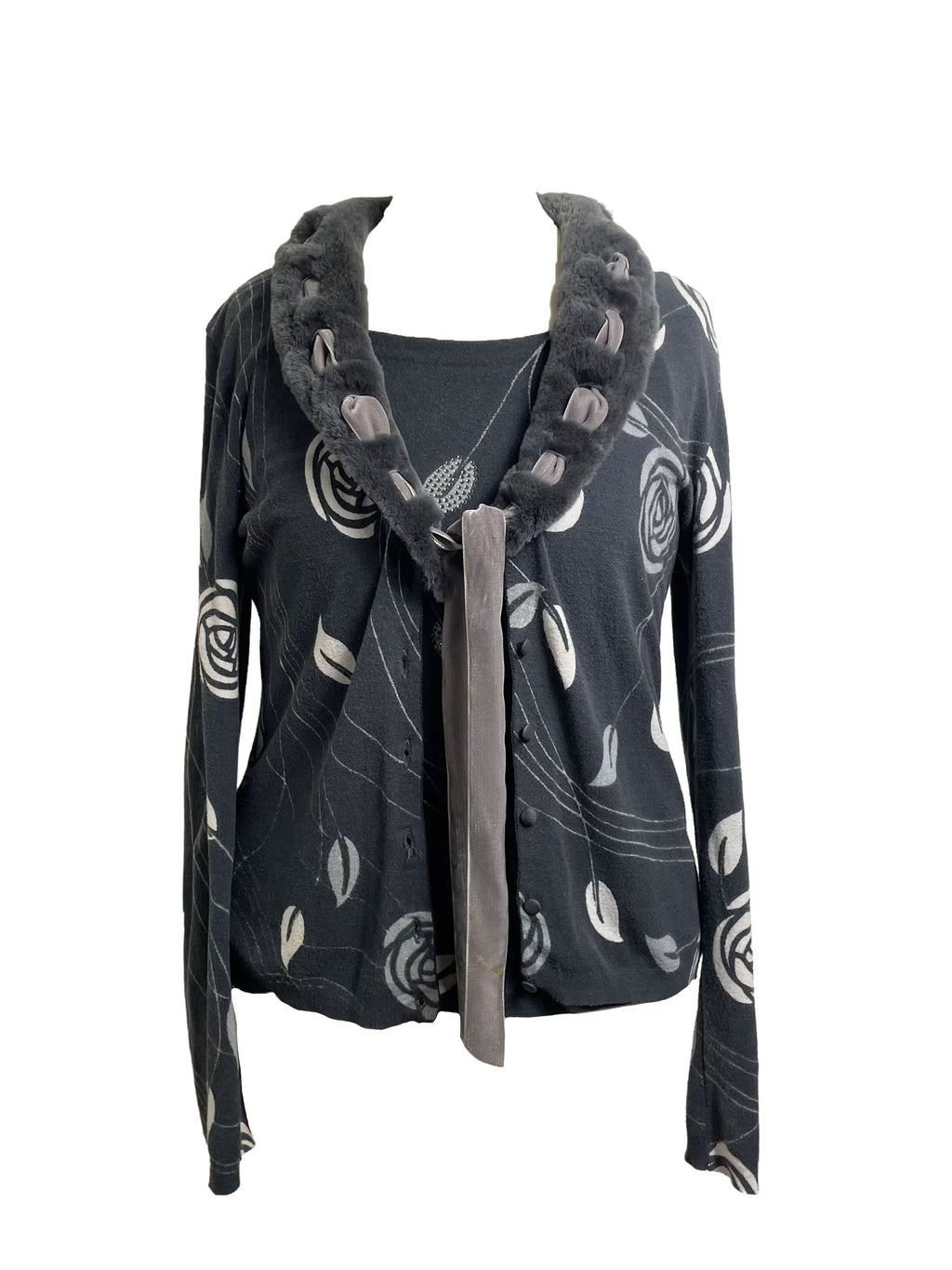 Blumarine Vintage Grey Cardigan and Top Twin Set