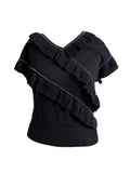 Chloé Vintage Knit Ruffle Black Top