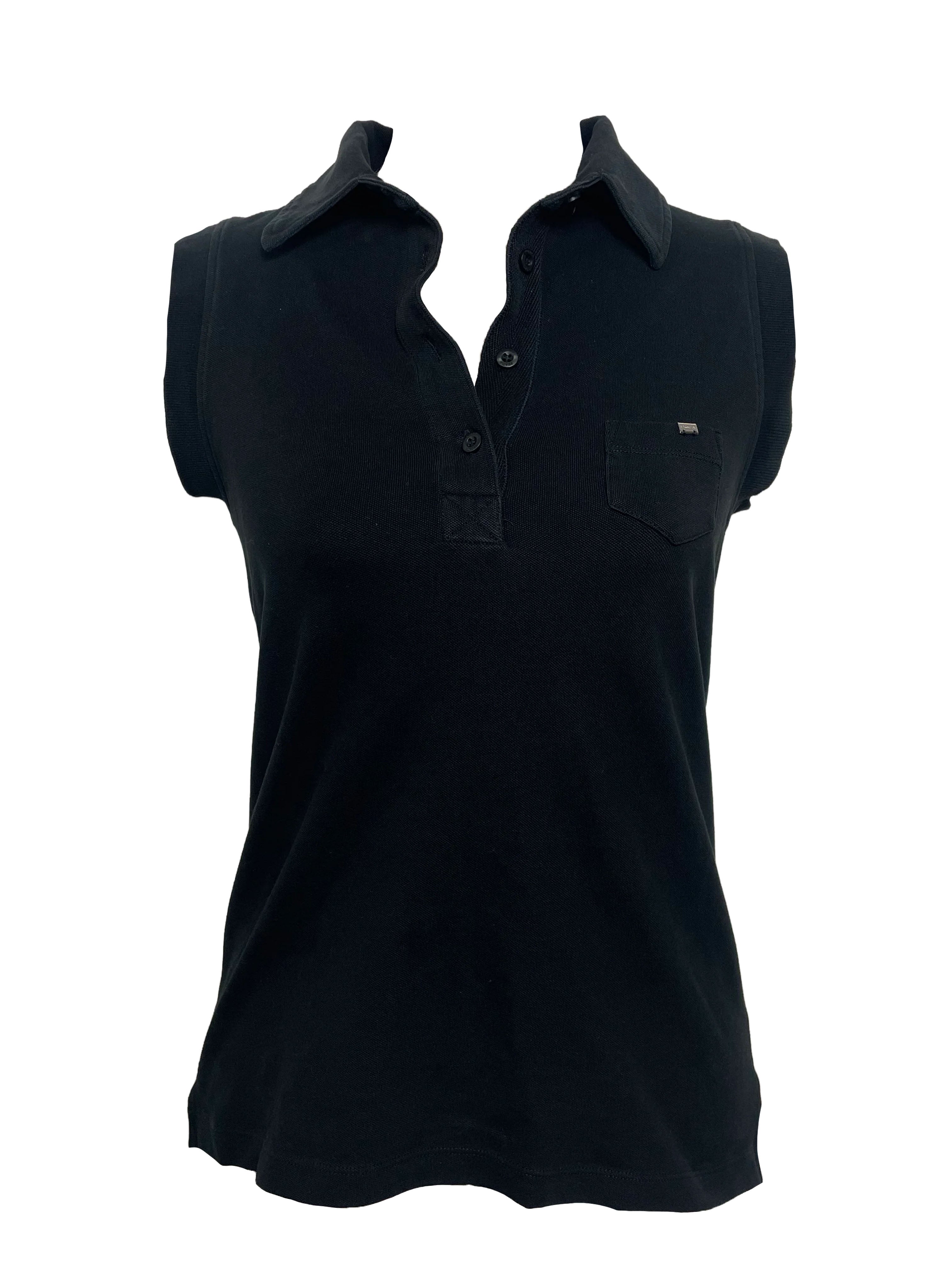 Prada Sporty Black Sleeveless Button Down Polo Vest