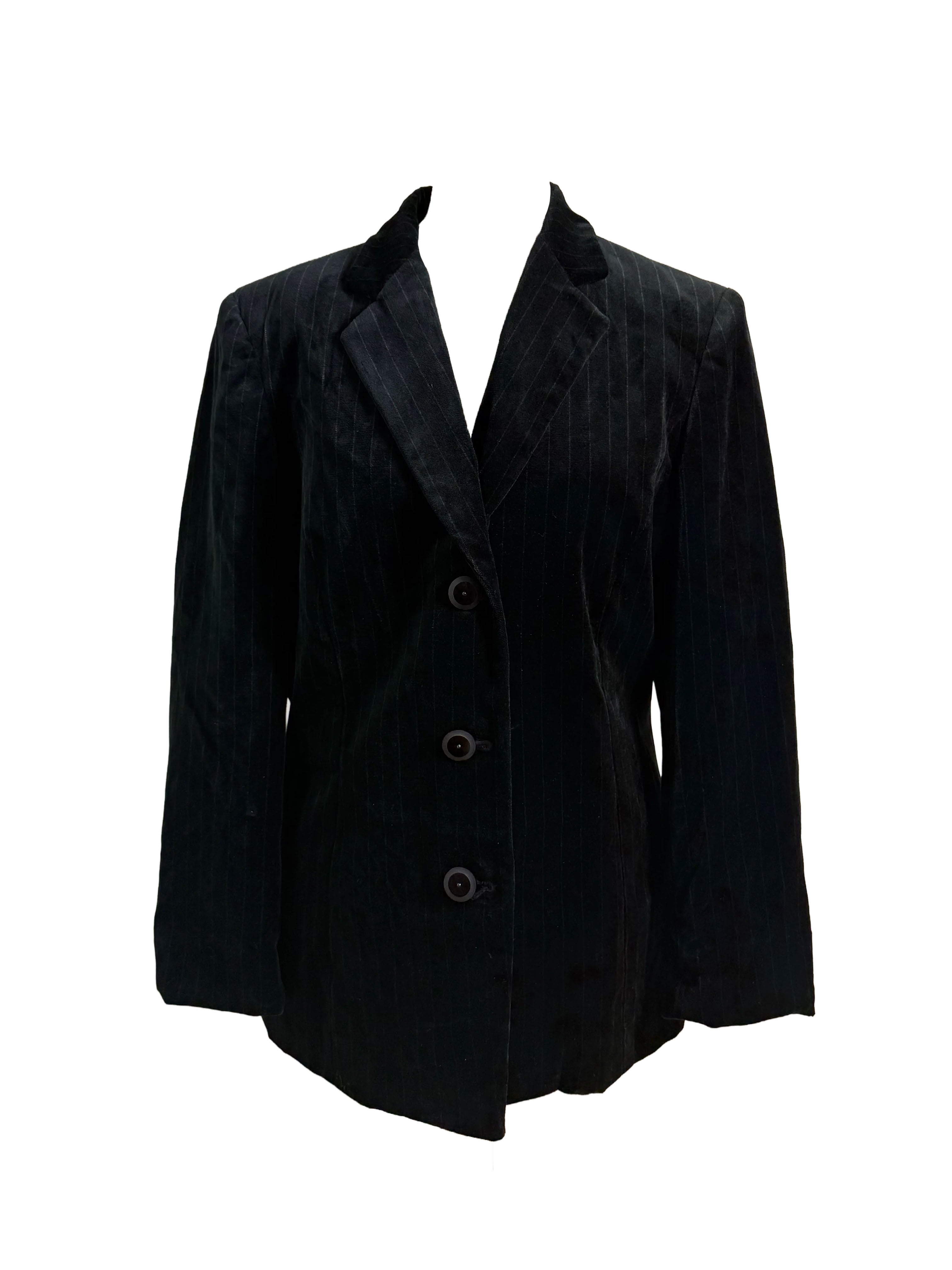 Liz Claiborne Vintage Black Velvet Pinstripe Blazer