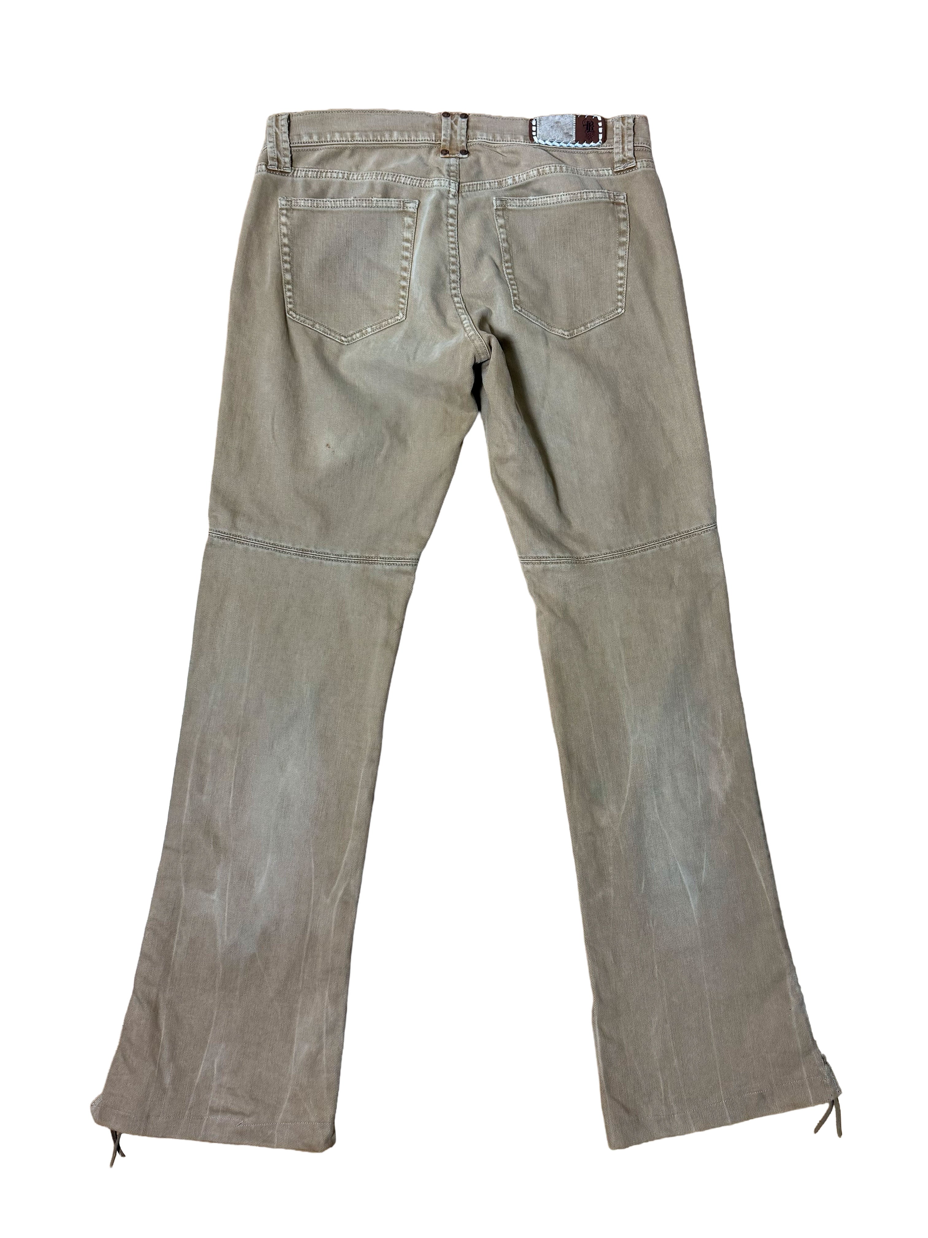 Ralph Lauren 2000's Lace-up Tan Flared Jeans
