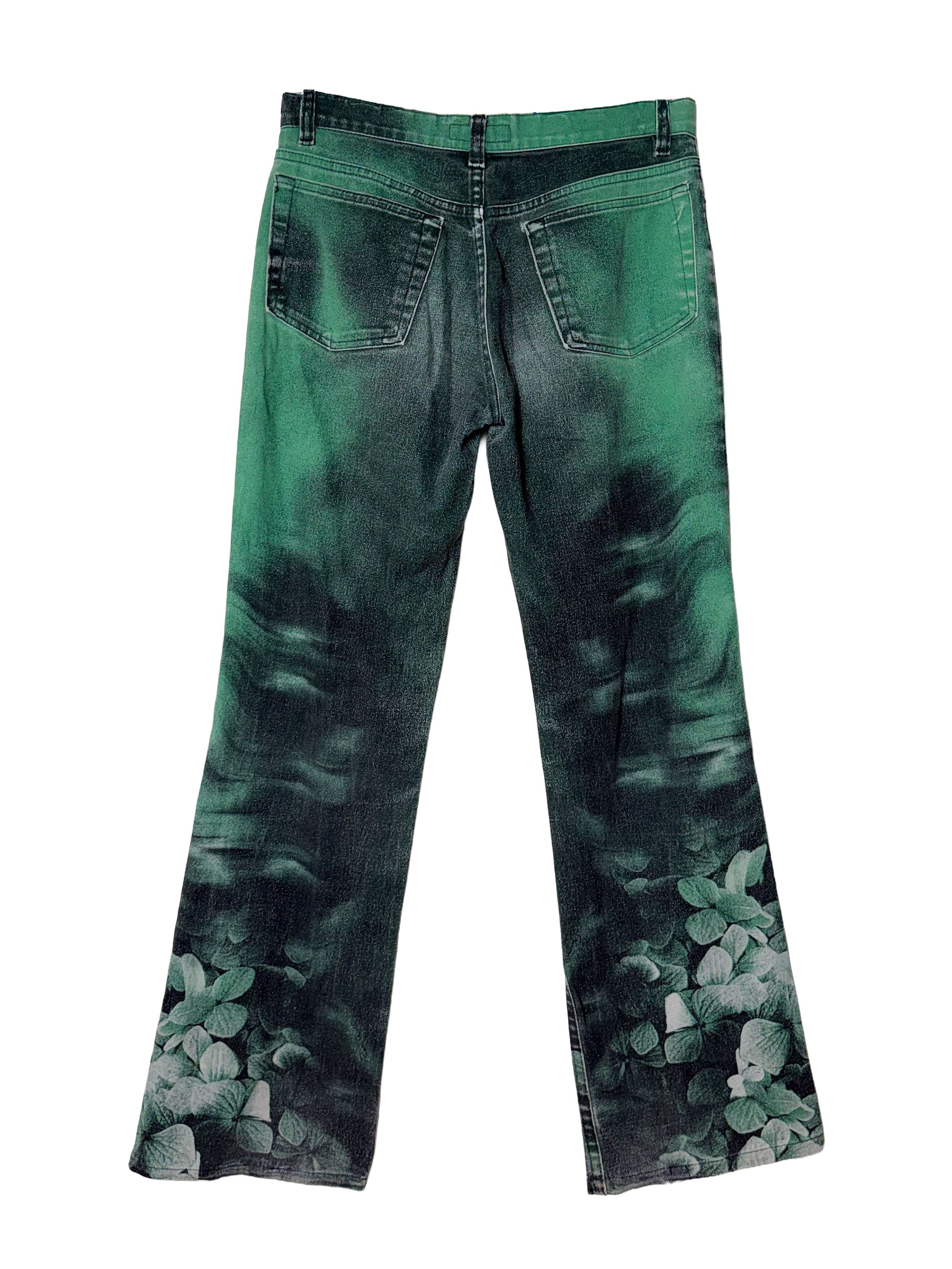 Roberto Cavalli Vintage 1990s Floral Green Jeans