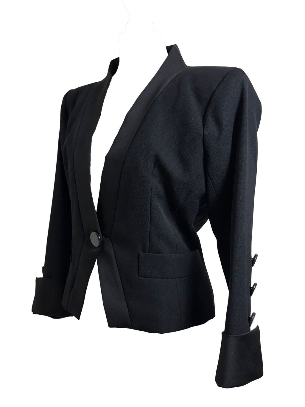 Yves Saint Laurent 1980s Cropped Black Fitted Blazer
