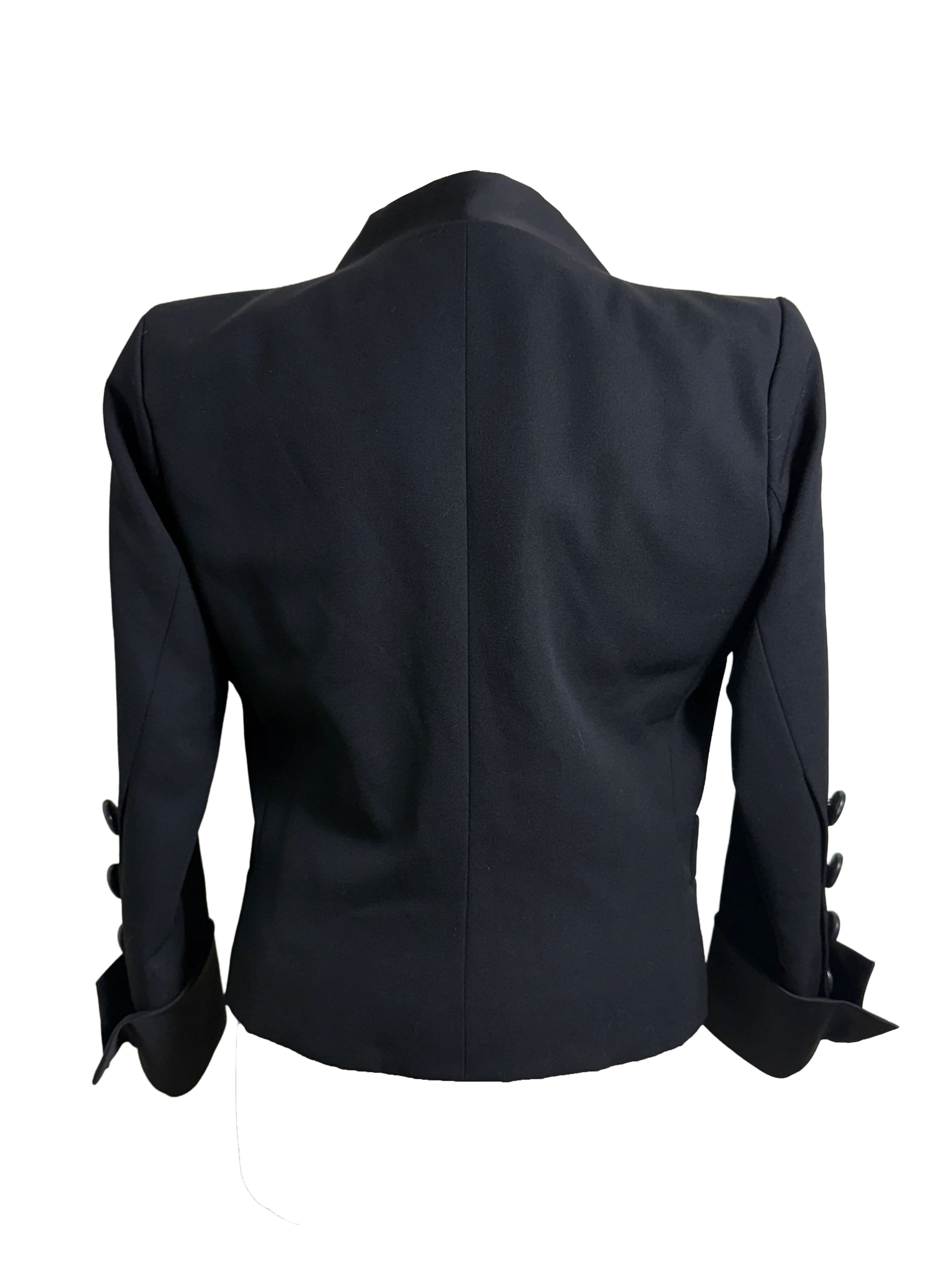 Yves Saint Laurent 1980s Cropped Black Fitted Blazer
