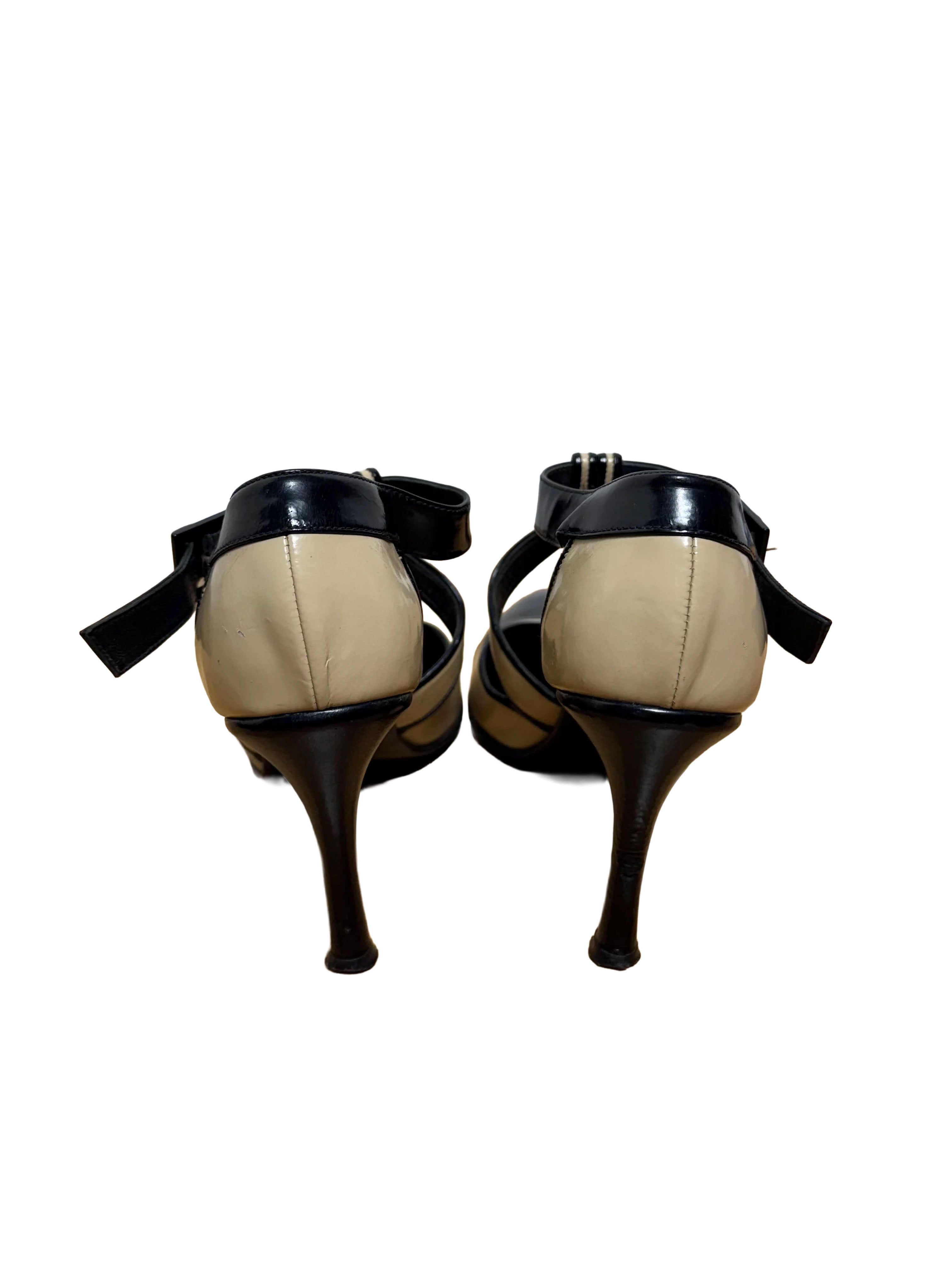 Chanel Vintage Two Tone Mary Jane Patent Pumps