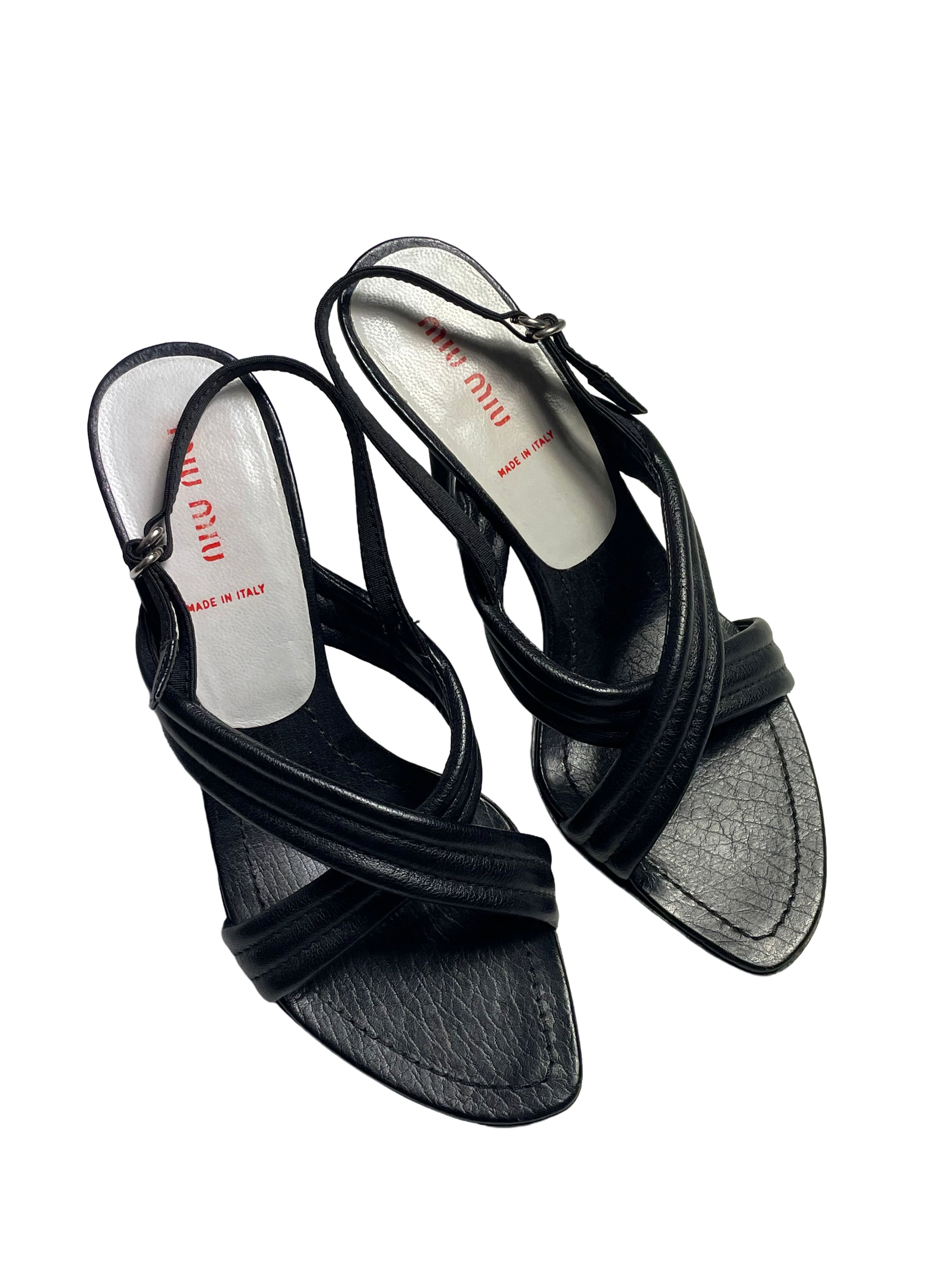 Miu Miu Black Strappy Open-Toe Sandals