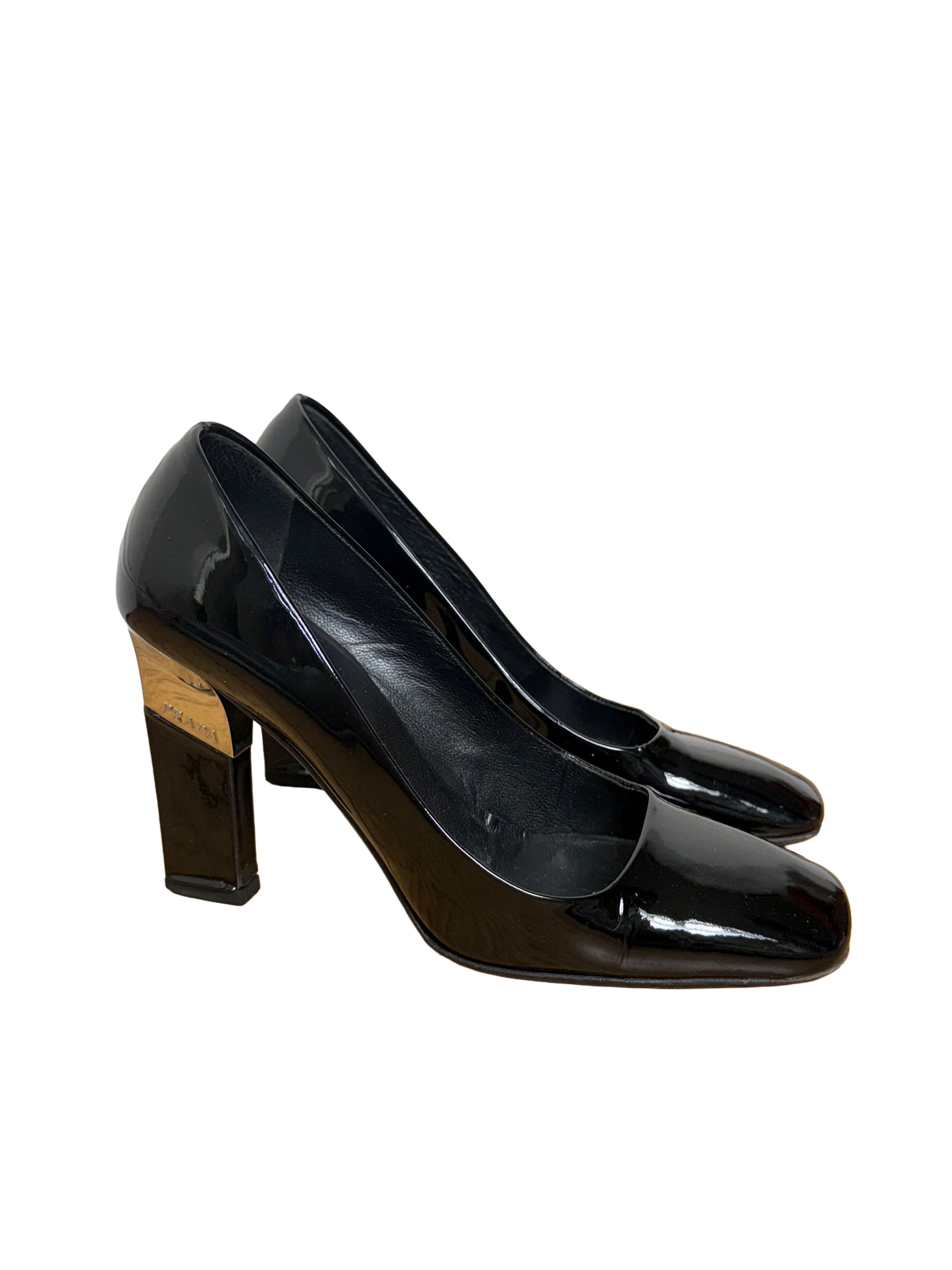 Prada Vintage Patent Black Heels | Scarz Vintage