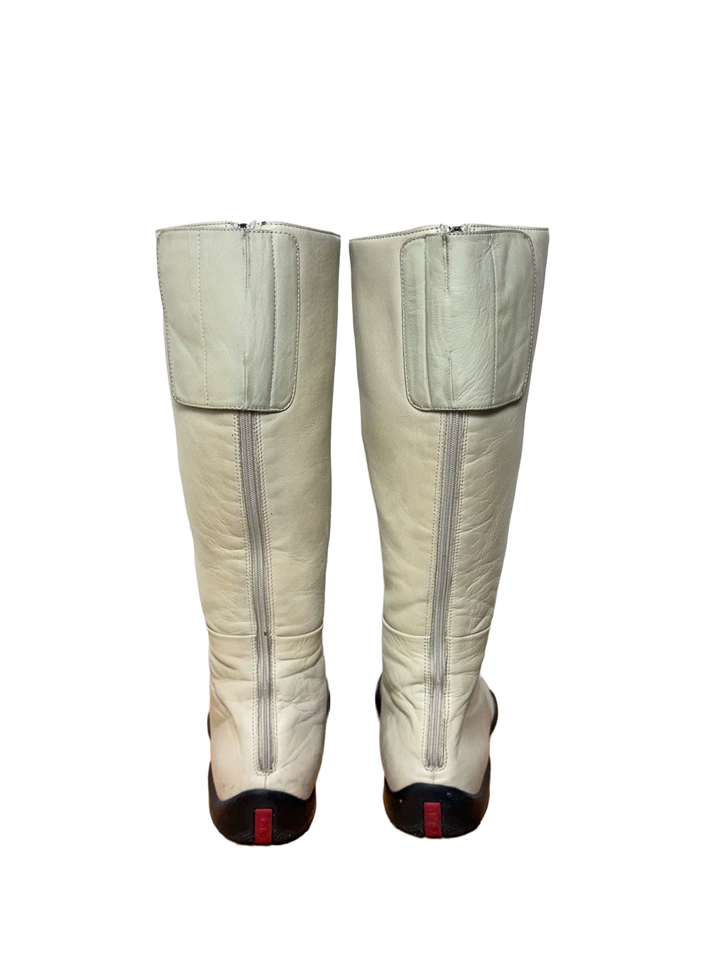 Prada Spring 1999 Vintage Cream Leather Vibram Boots