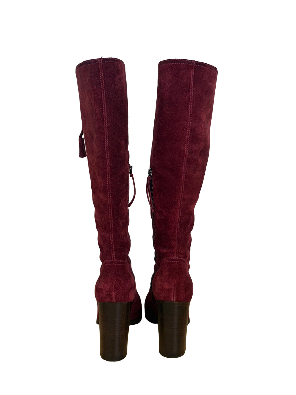 Miu Miu Rare 2001 Burgundy Suede Lace Up Heeled Boots