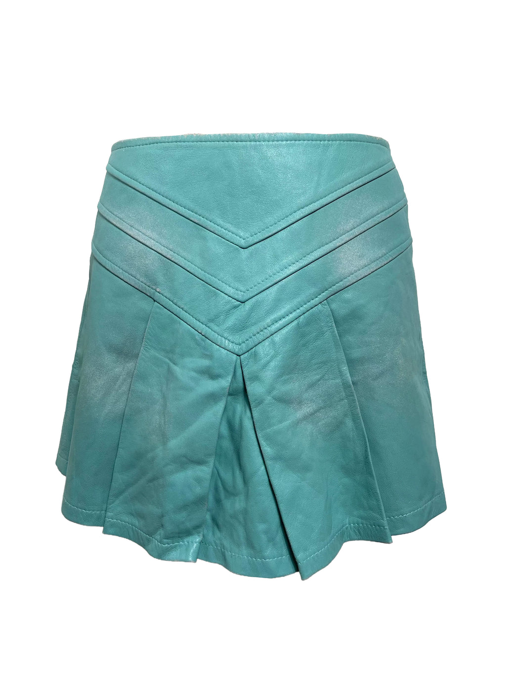 Just Cavalli Spearmint Leather Pleated Skirt