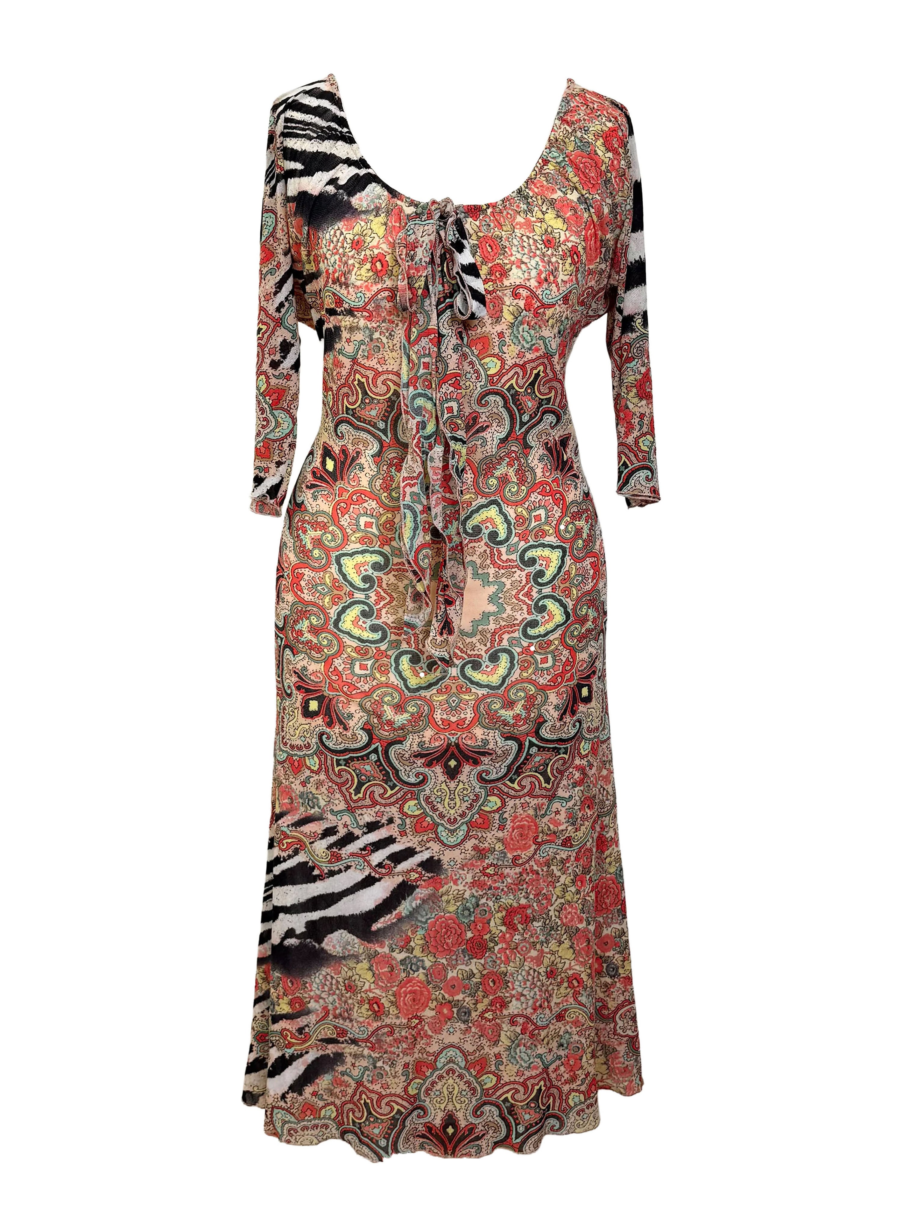 Roberto Cavalli Class Paisley Multicolour Midi Dress