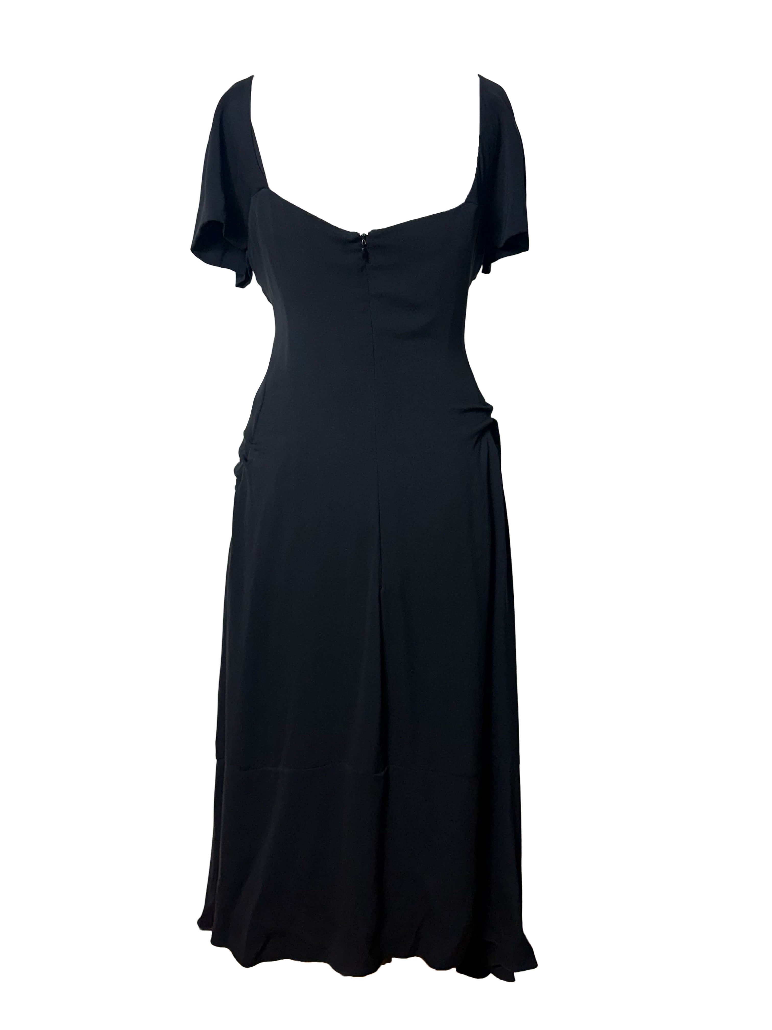 Celine Vintage Black Silk Midi Dress