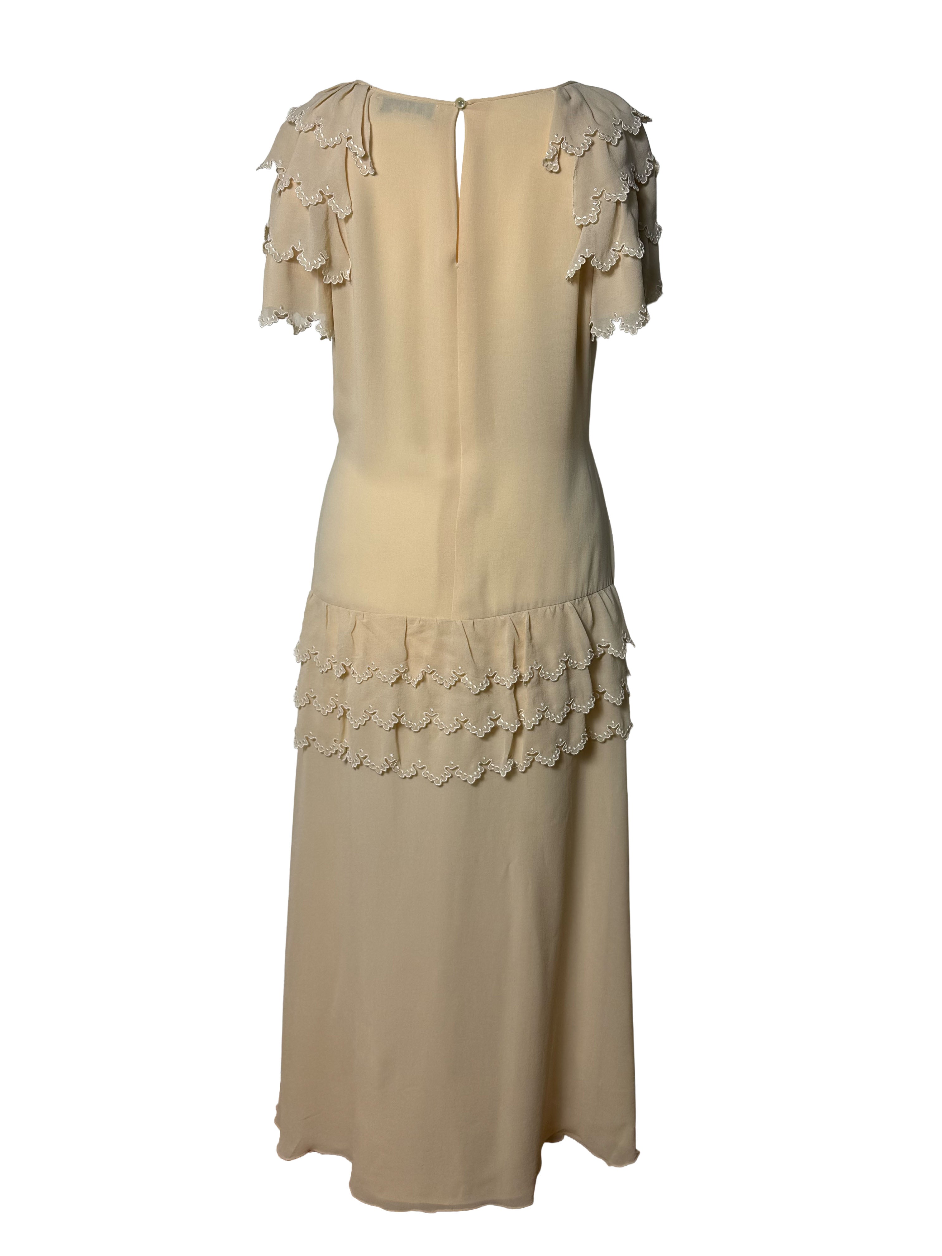 Vintage 1981 Chloé Silk Ruffle Dress by Karl Lagerfeld