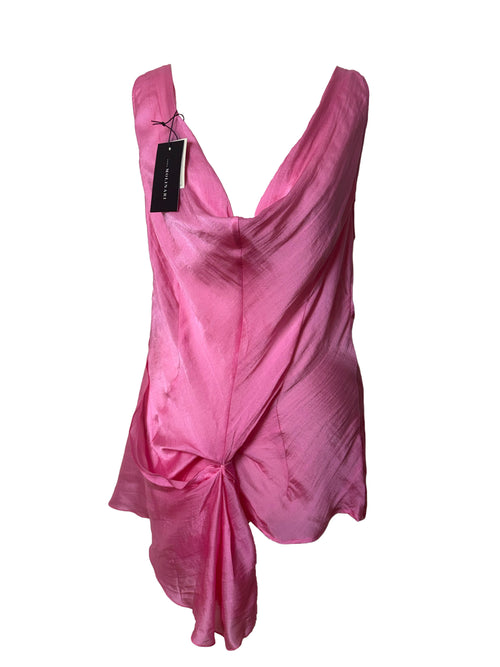 Anna Molinari Pink Cowl Neck Draped Top