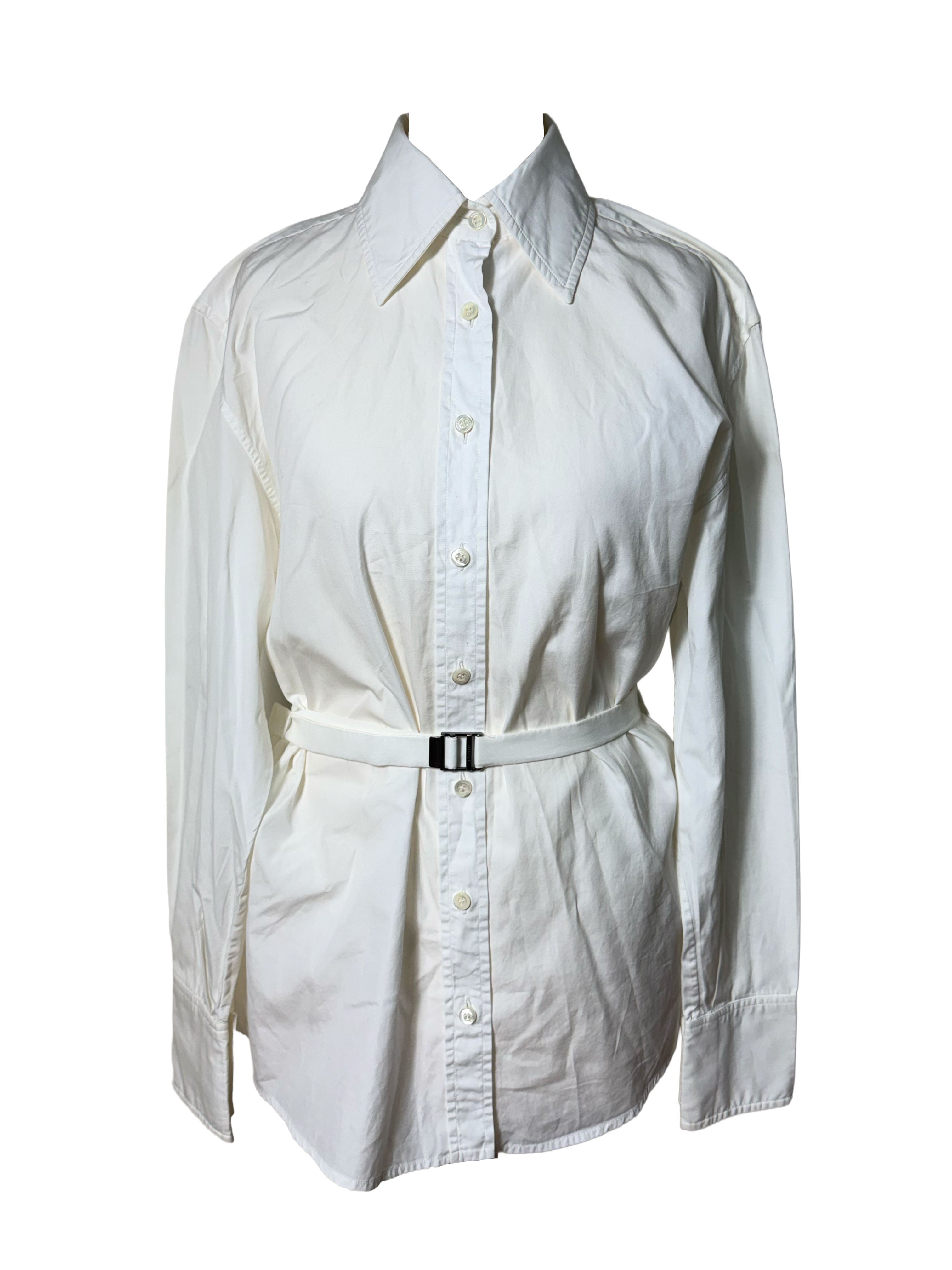 Gucci White Belted Button Down Shirt