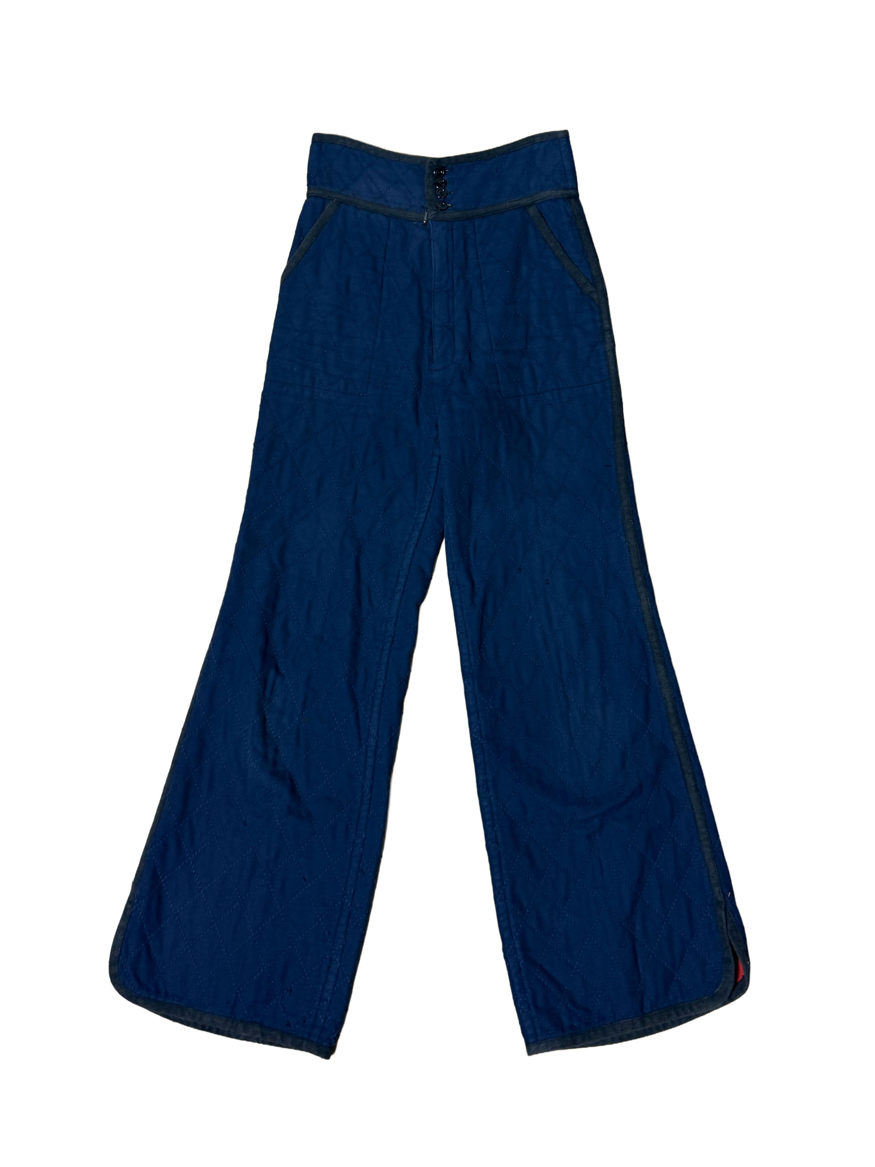 Issey Miyake Vintage Cotton Quilted Wide Leg Trousers