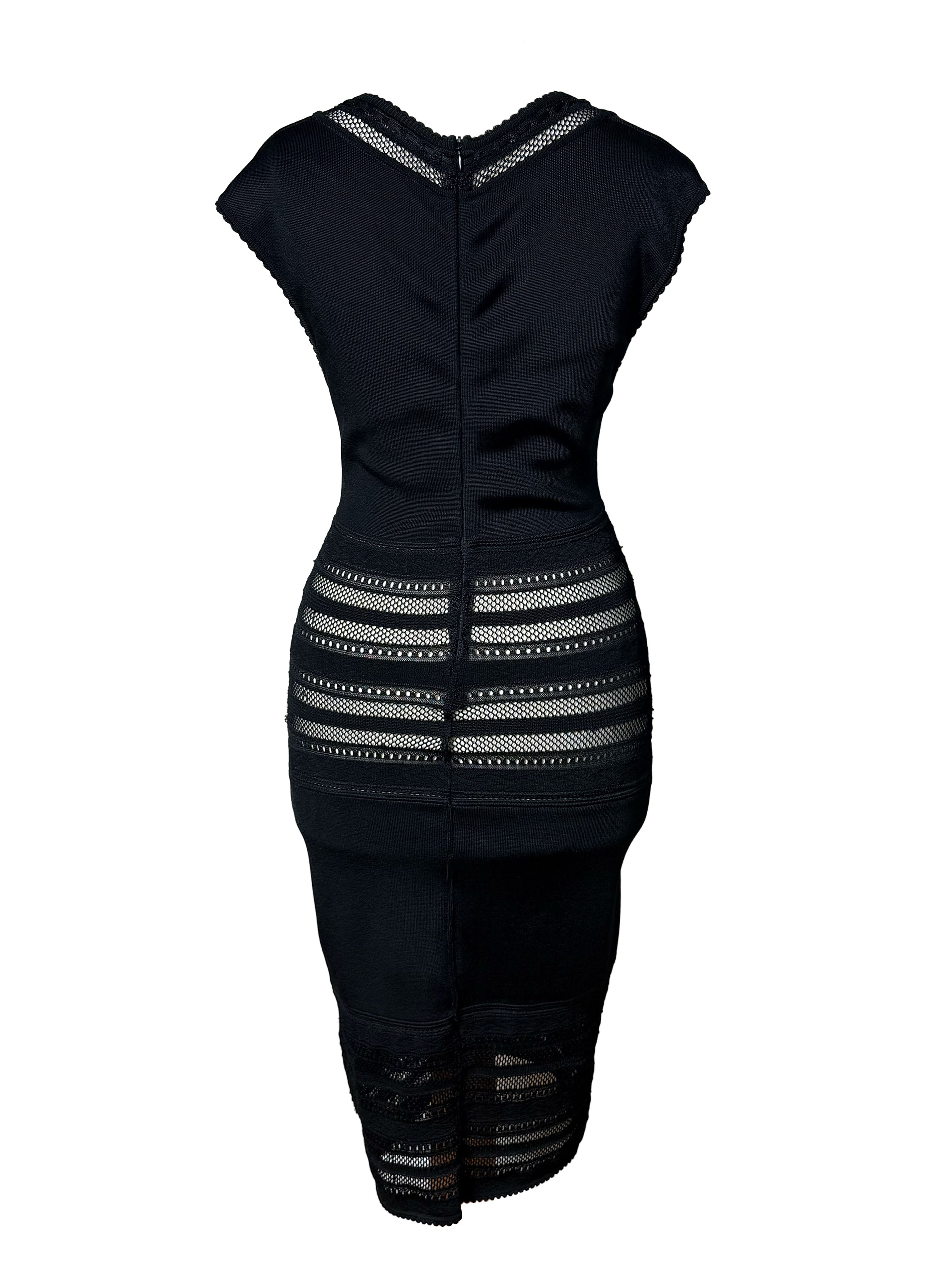 Alaïa Spring 1993 Vintage Crochet Black Insert Knit Dress