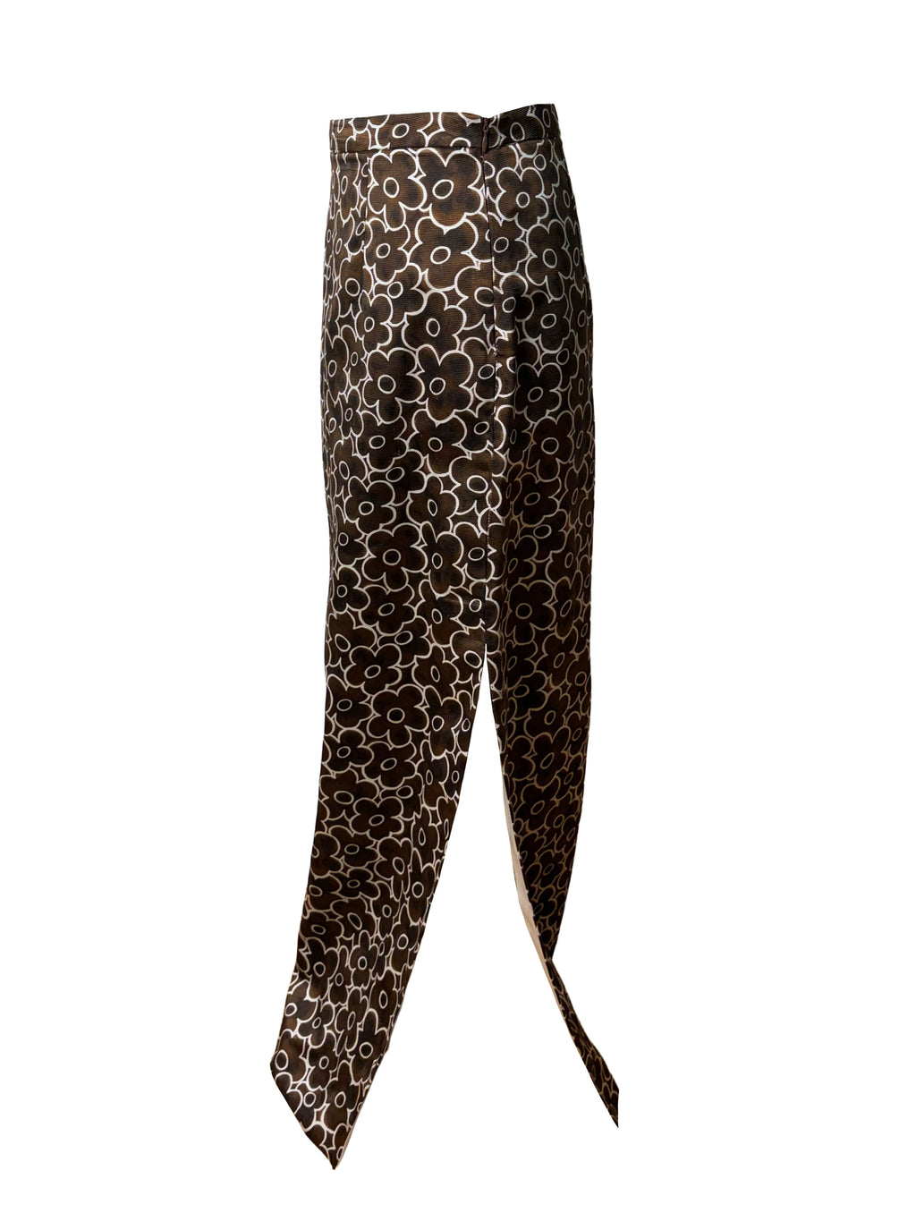 Miu Miu Brown Floral Side Split Maxi Skirt