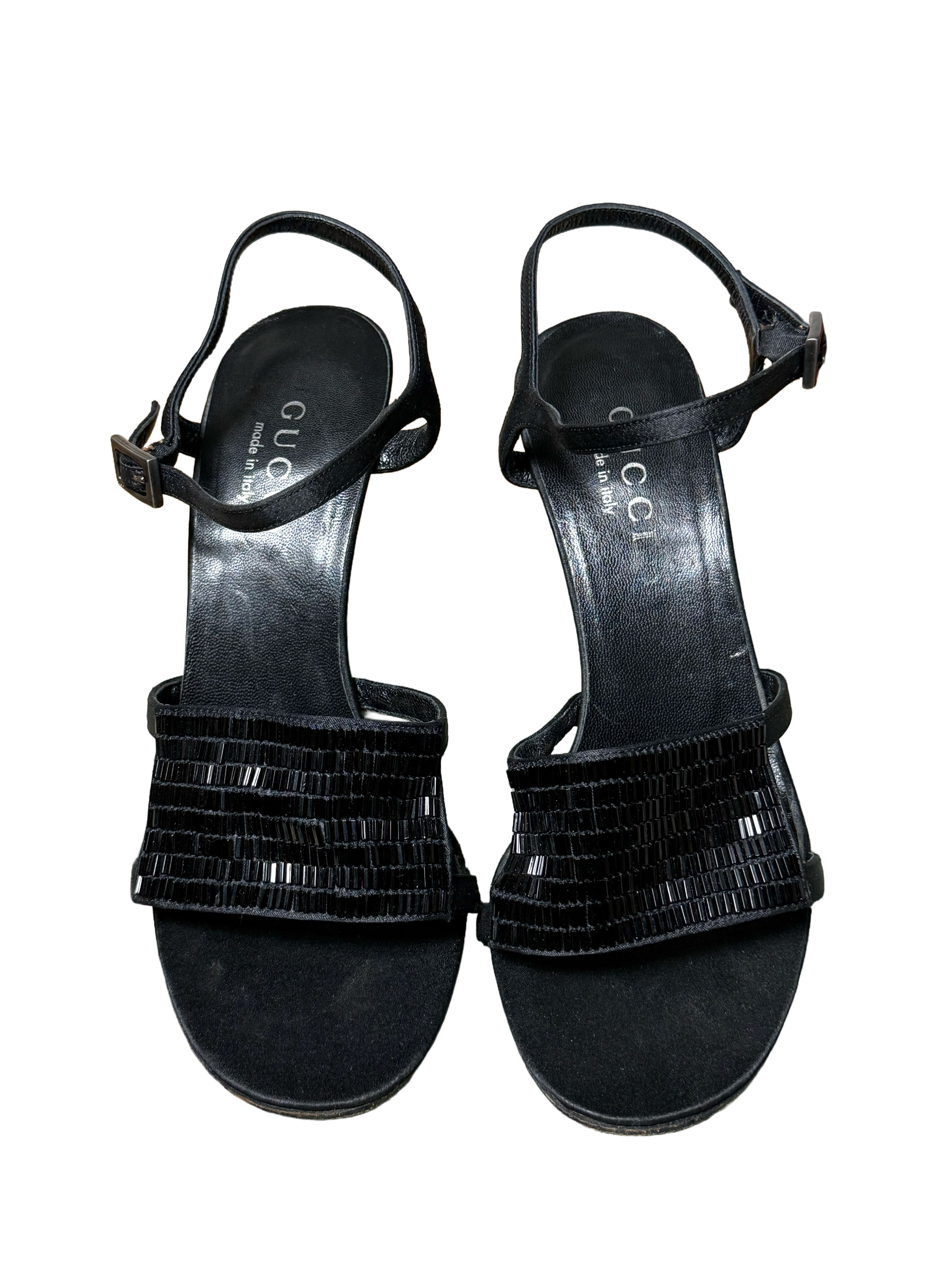 Gucci Black Sequin Strappy Sandals