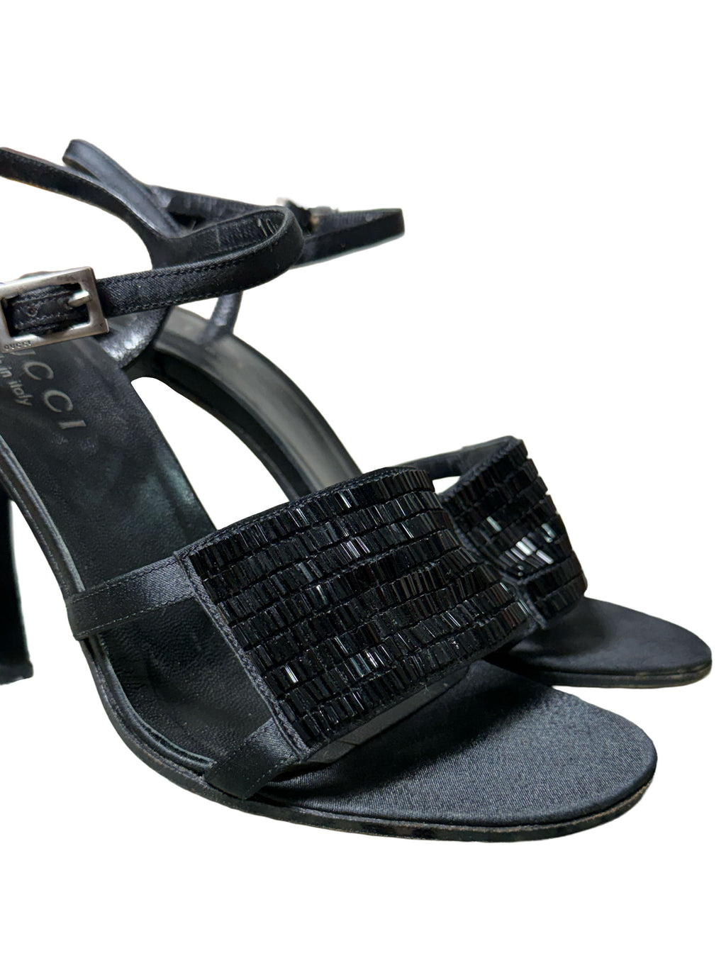 Gucci Black Sequin Strappy Sandals