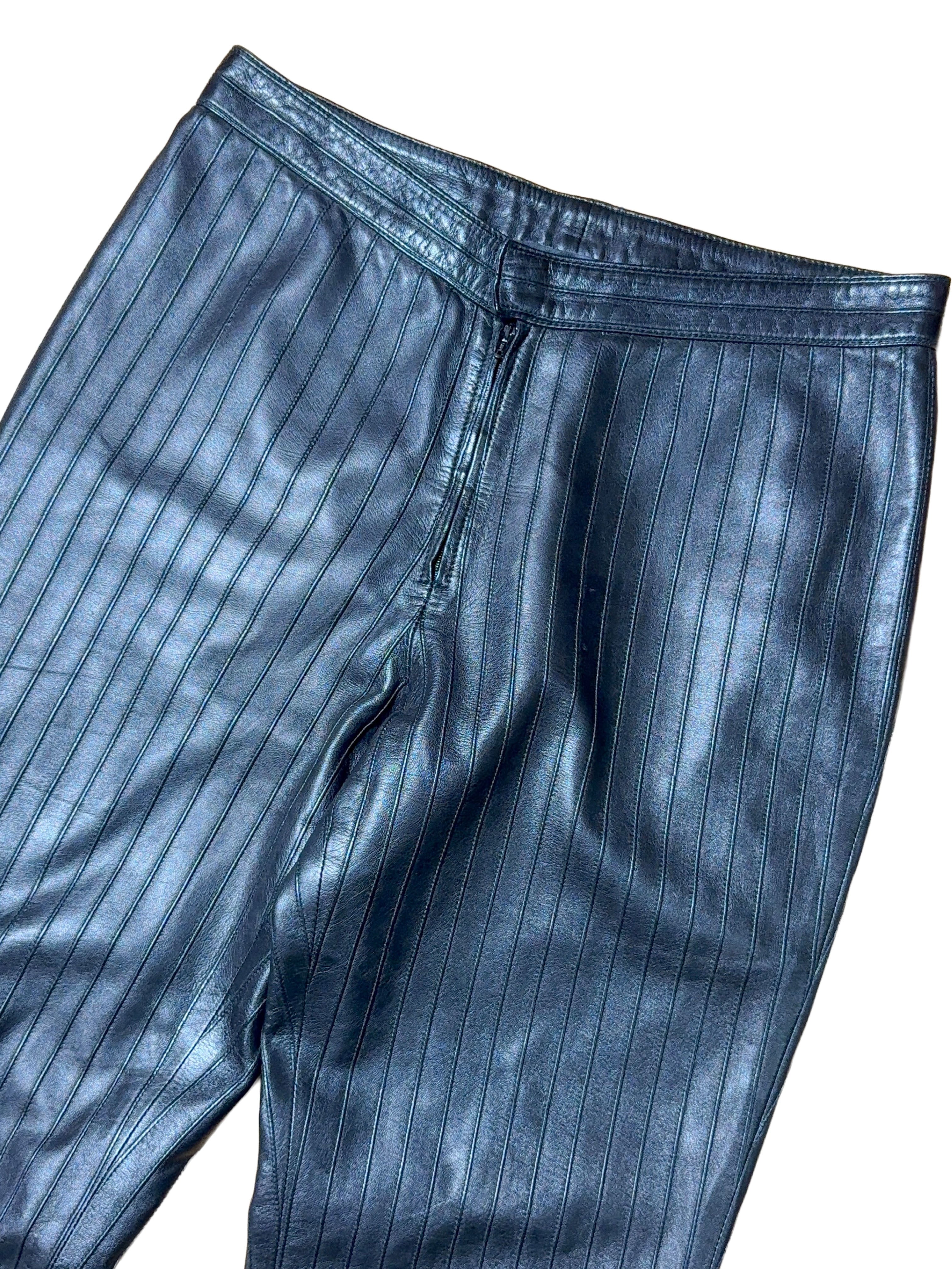 Gucci FW 1999 Pinstripe Leather Bootcut Trousers
