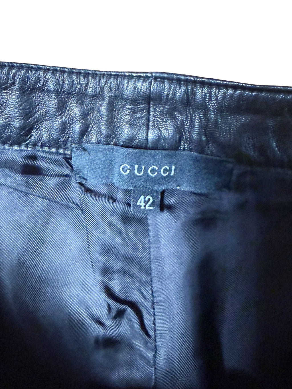 Gucci FW 1999 Pinstripe Leather Bootcut Trousers