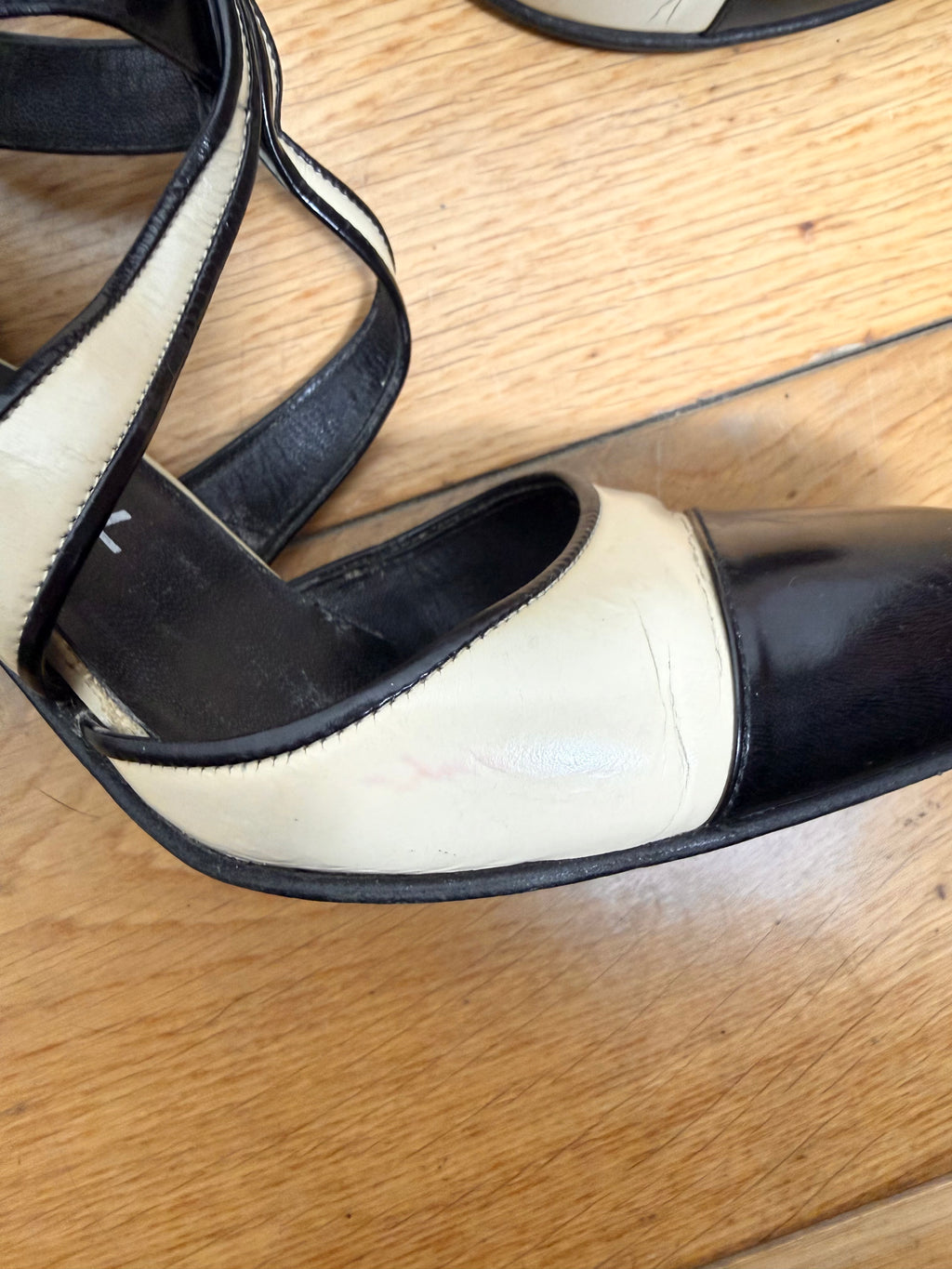 Chanel Vintage Two Tone Mary Jane Patent Pumps