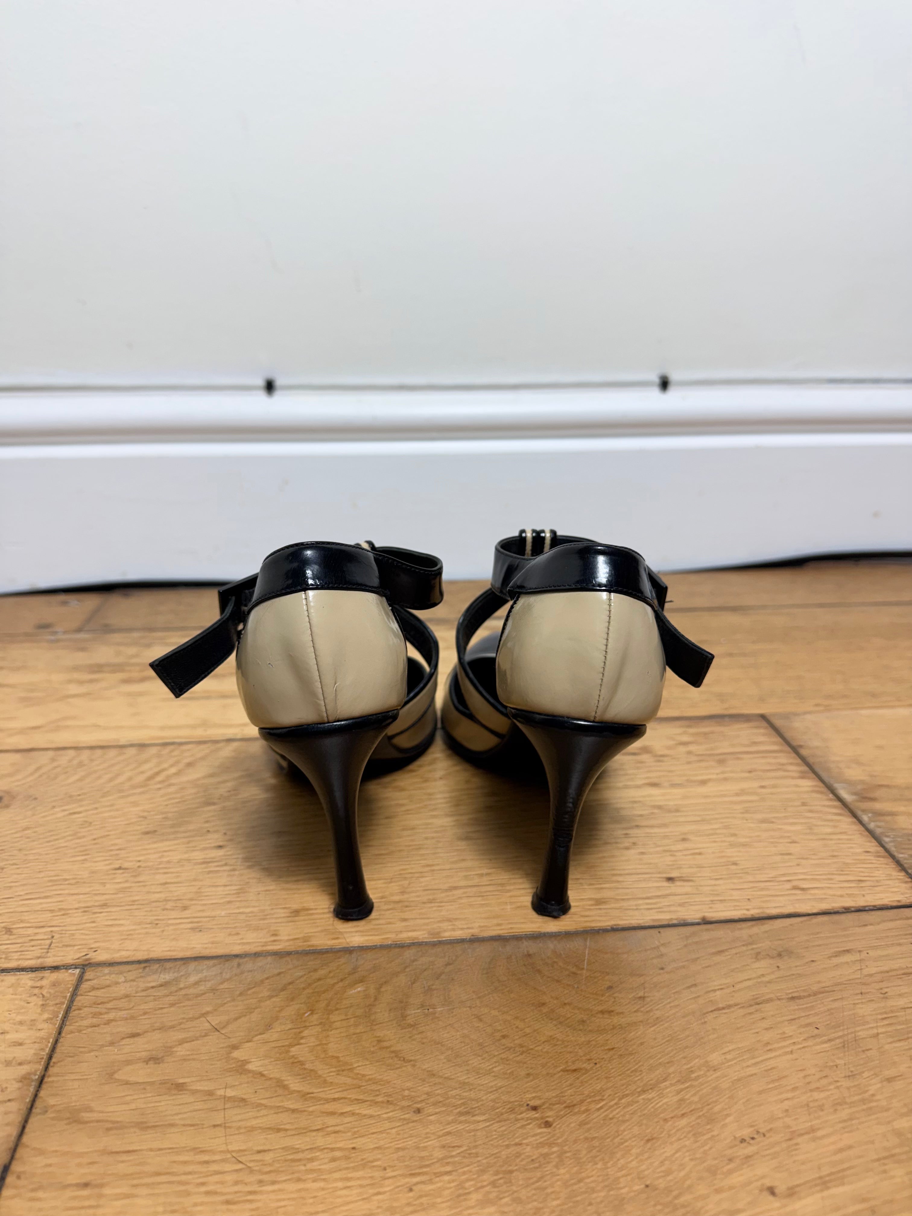 Chanel Vintage Two Tone Mary Jane Patent Pumps