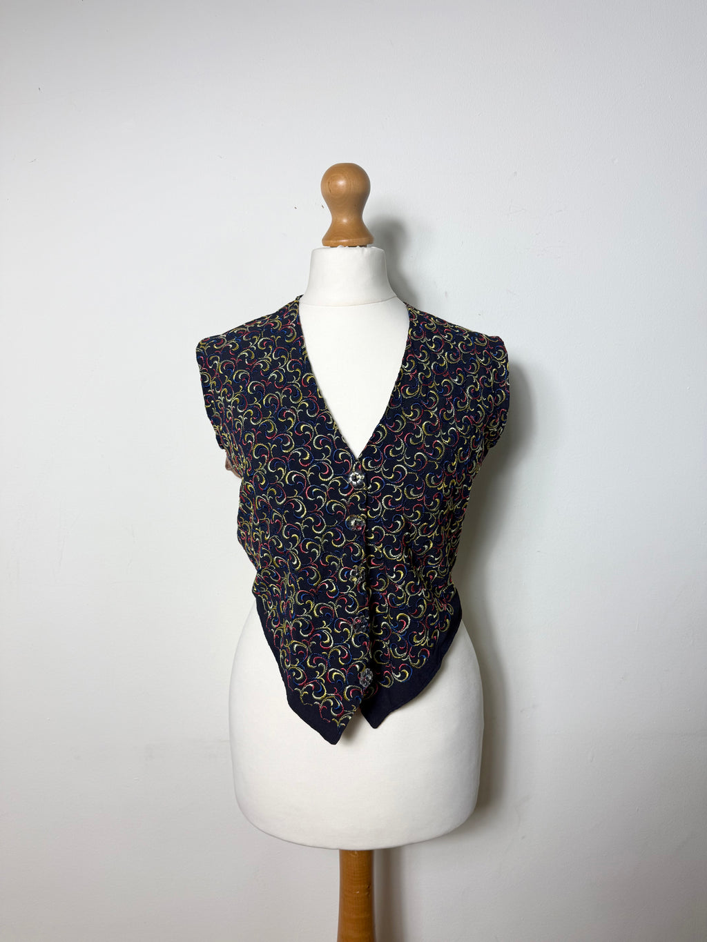 Vintage 1970s Swirl Pattern Waistcoat