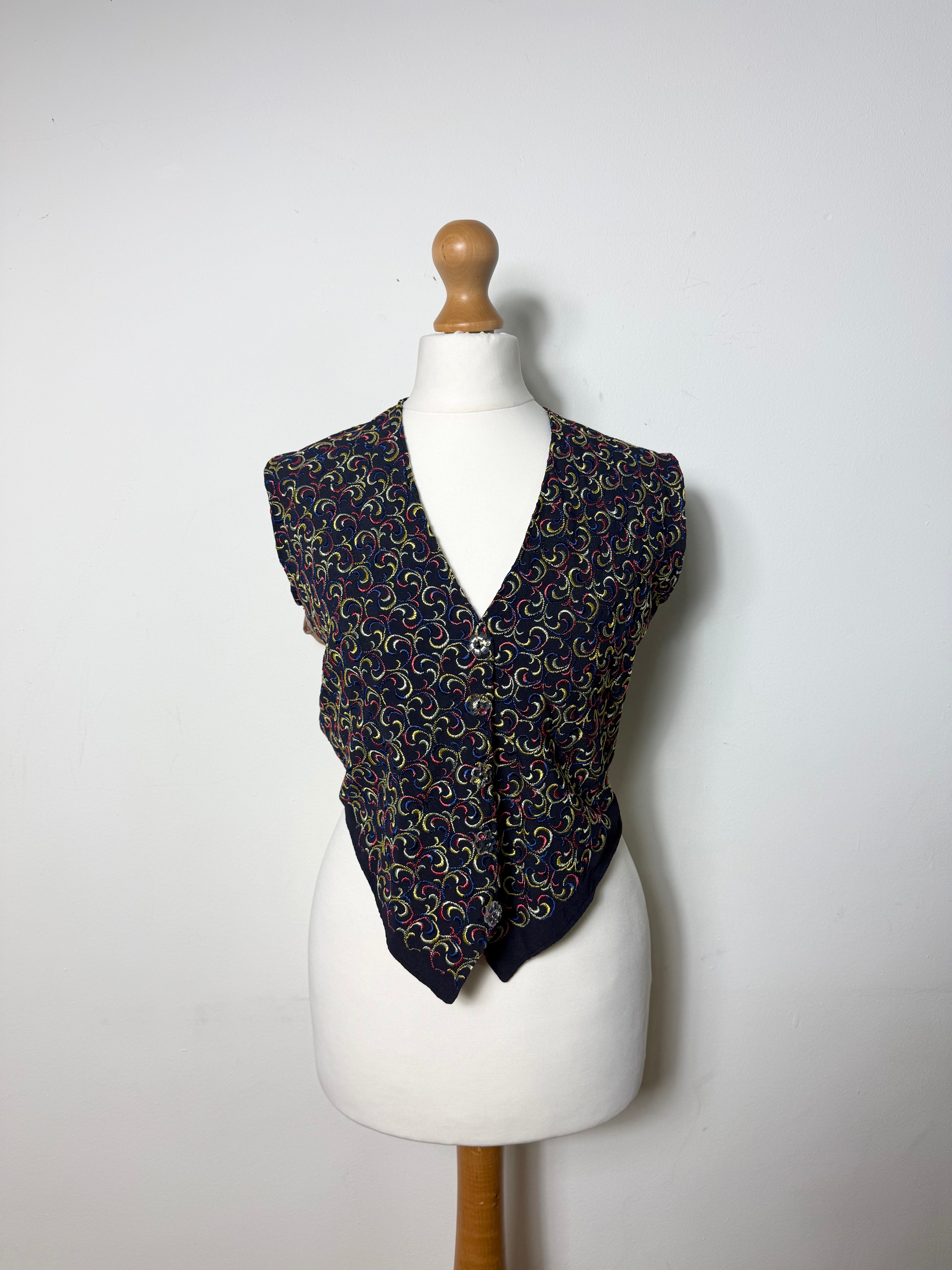 Vintage 1970s Swirl Pattern Waistcoat