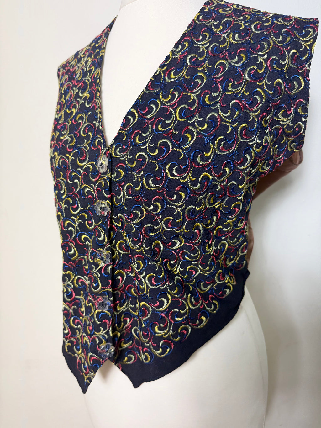 Vintage 1970s Swirl Pattern Waistcoat