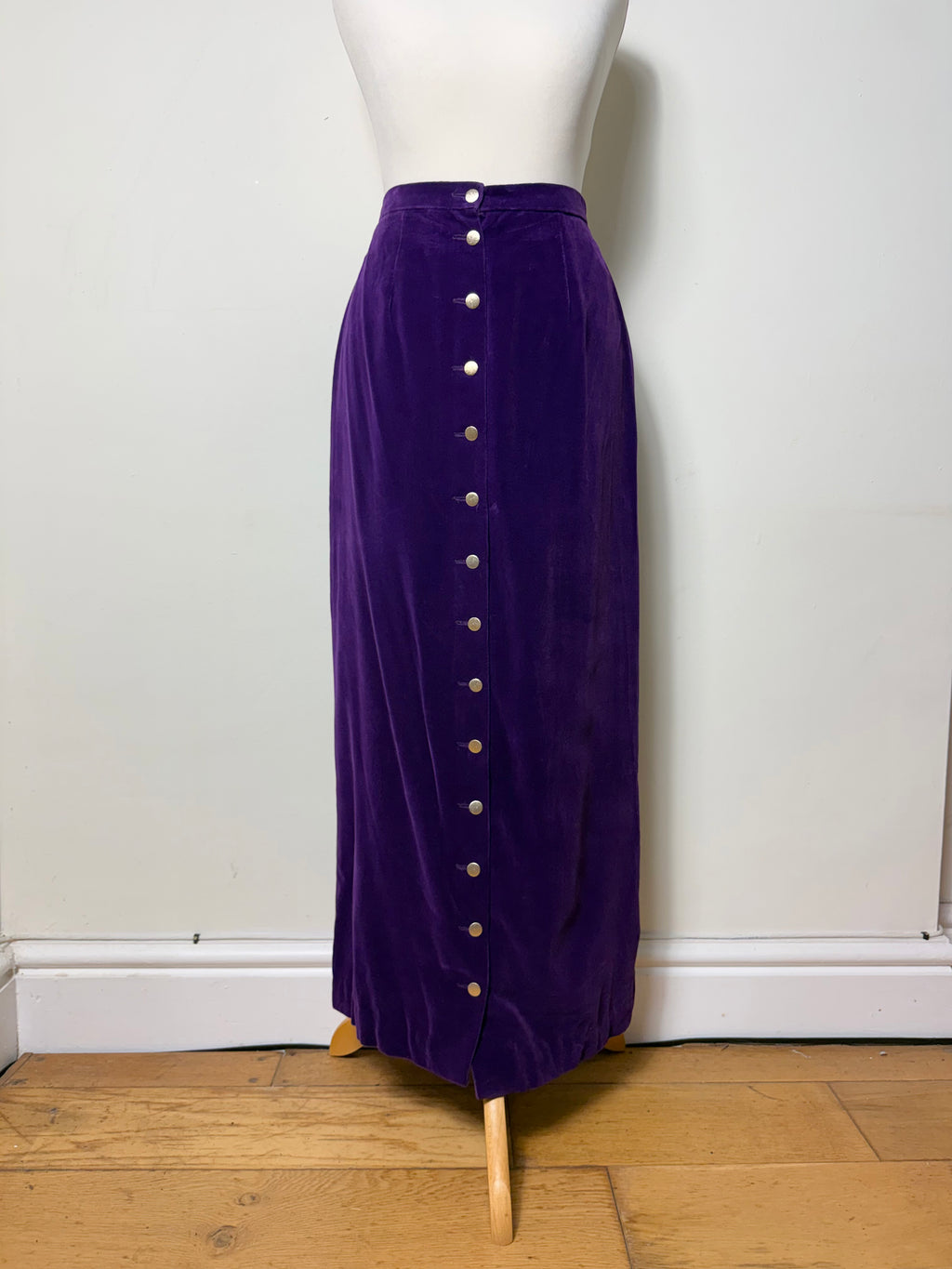 Peggy Page Vintage 1970s Purple Velvet Maxi Skirt