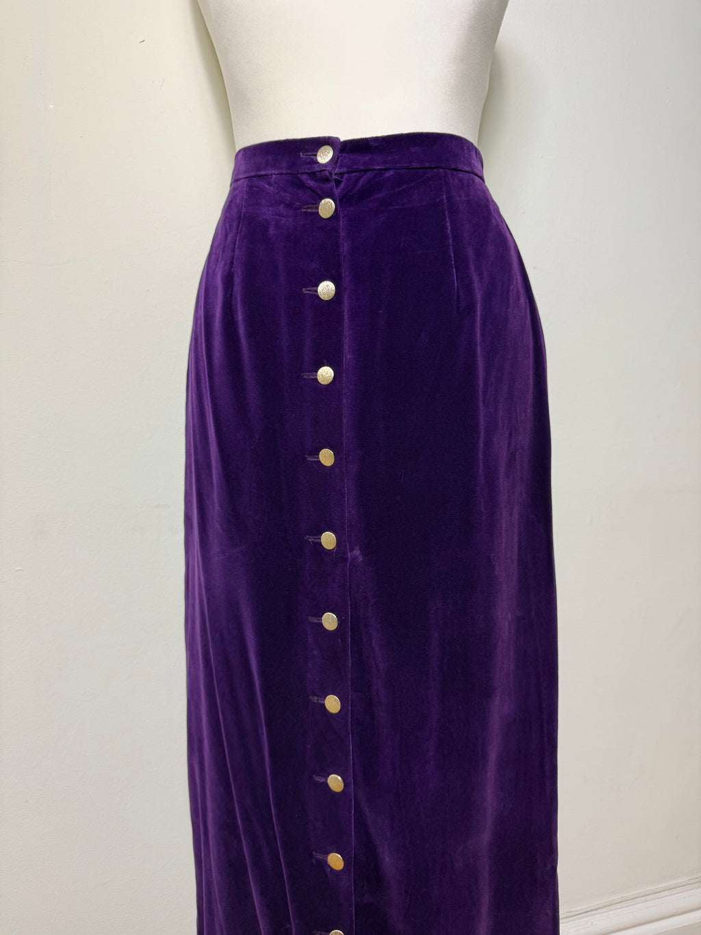 Peggy Page Vintage 1970s Purple Velvet Maxi Skirt