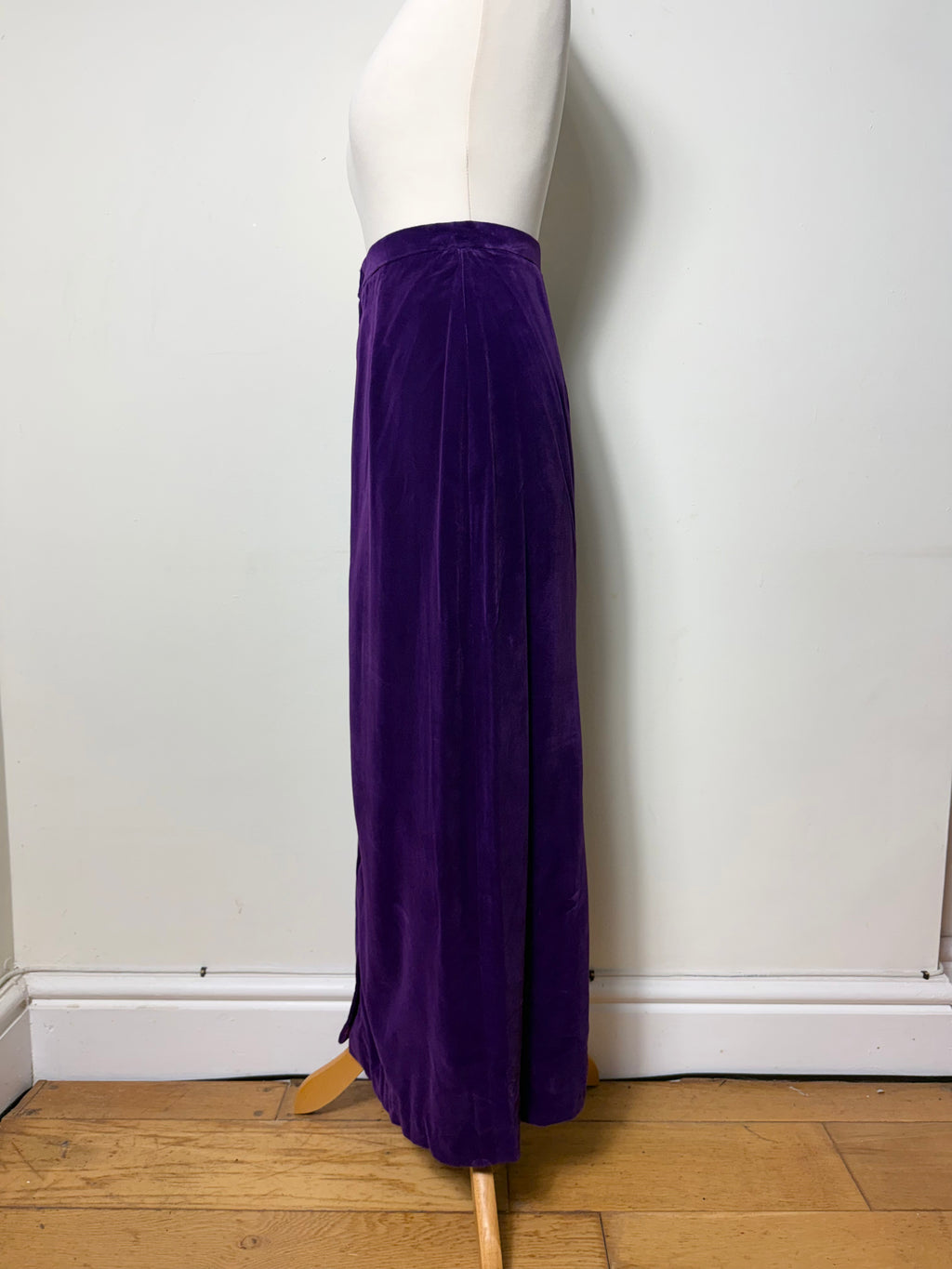 Peggy Page Vintage 1970s Purple Velvet Maxi Skirt
