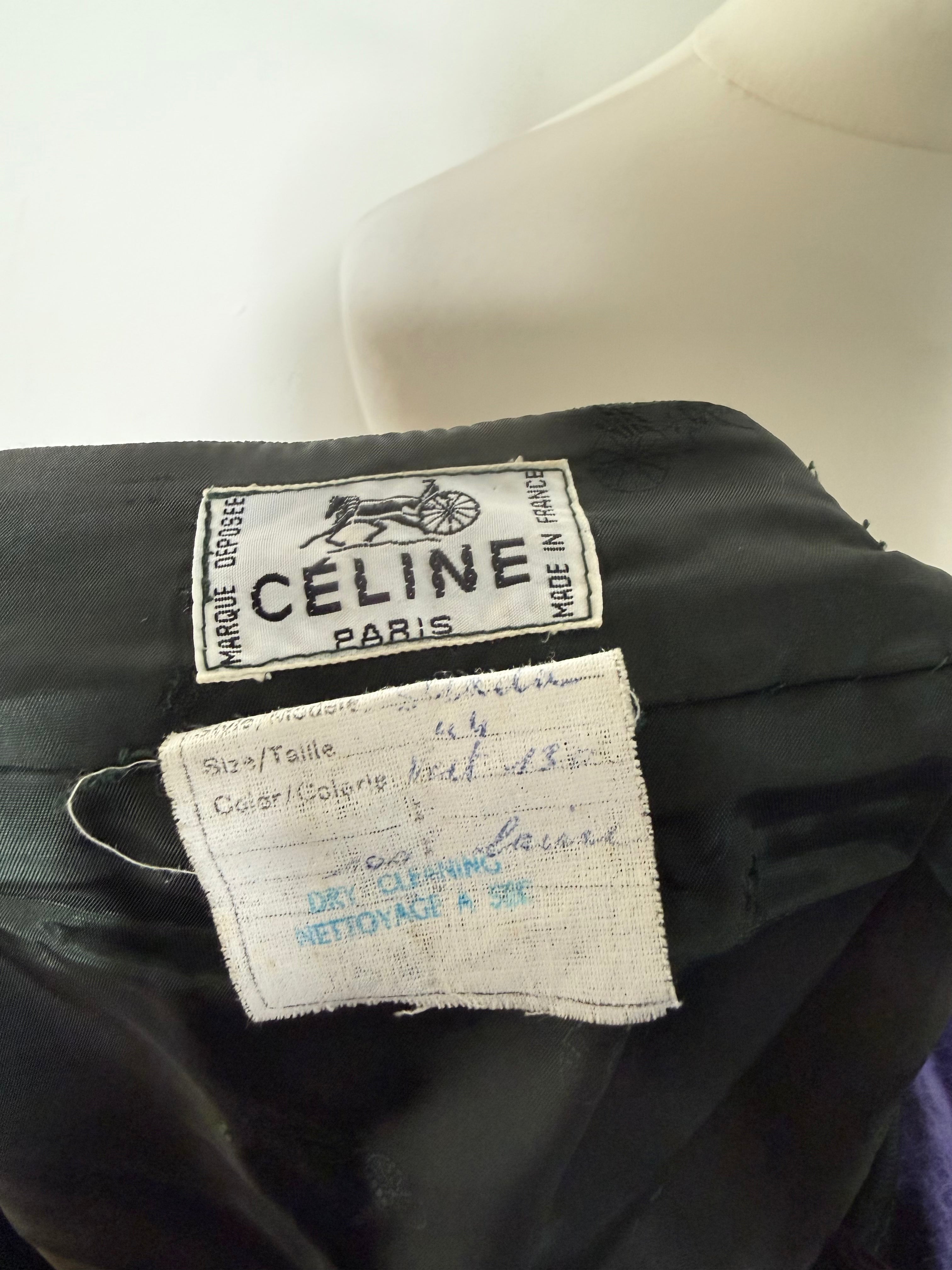 Celine Vintage 1970s Horsebit Dark Green Wool Pleated Skirt