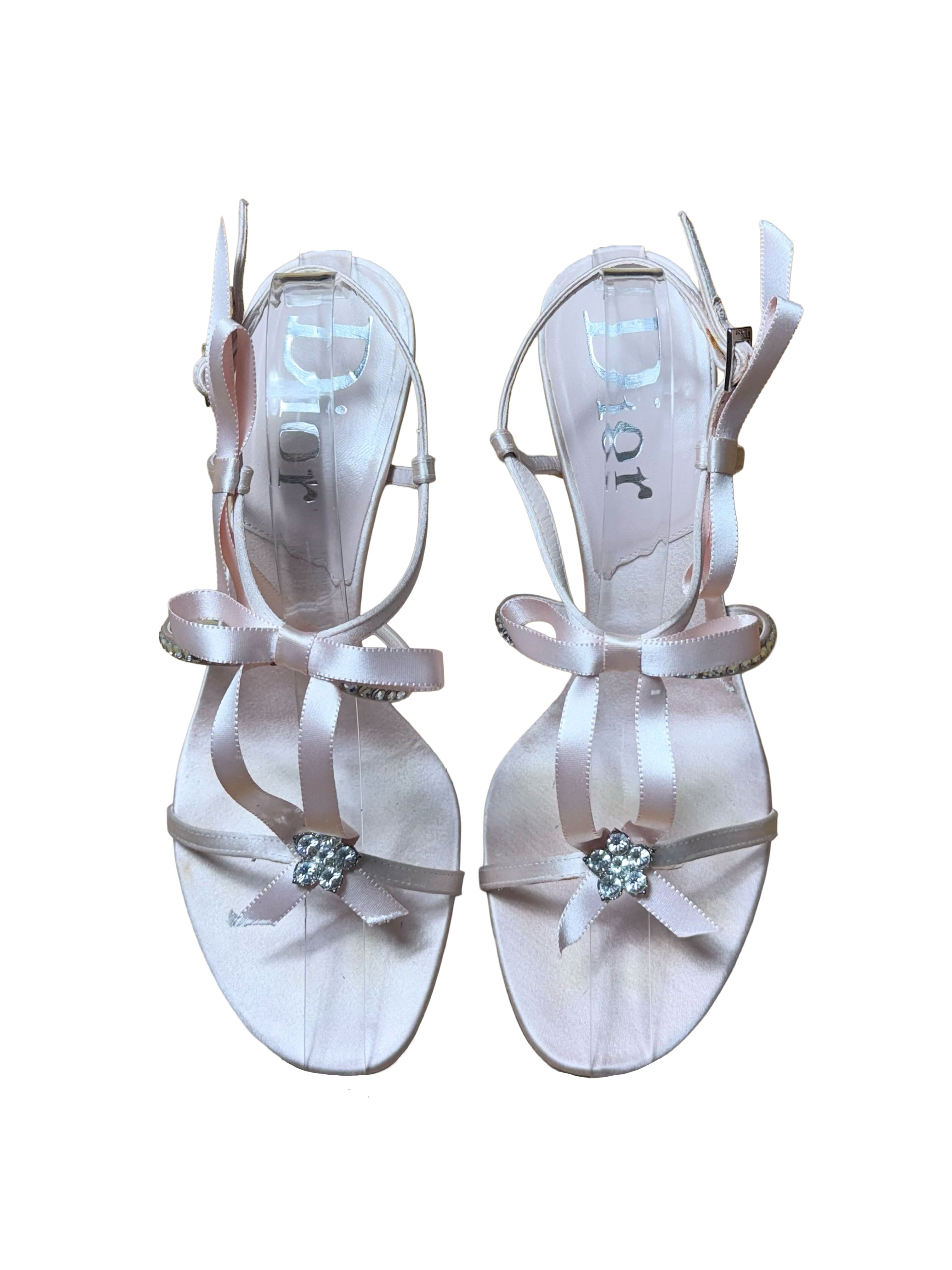 Christian Dior Pink Diamanté Strappy Sandals