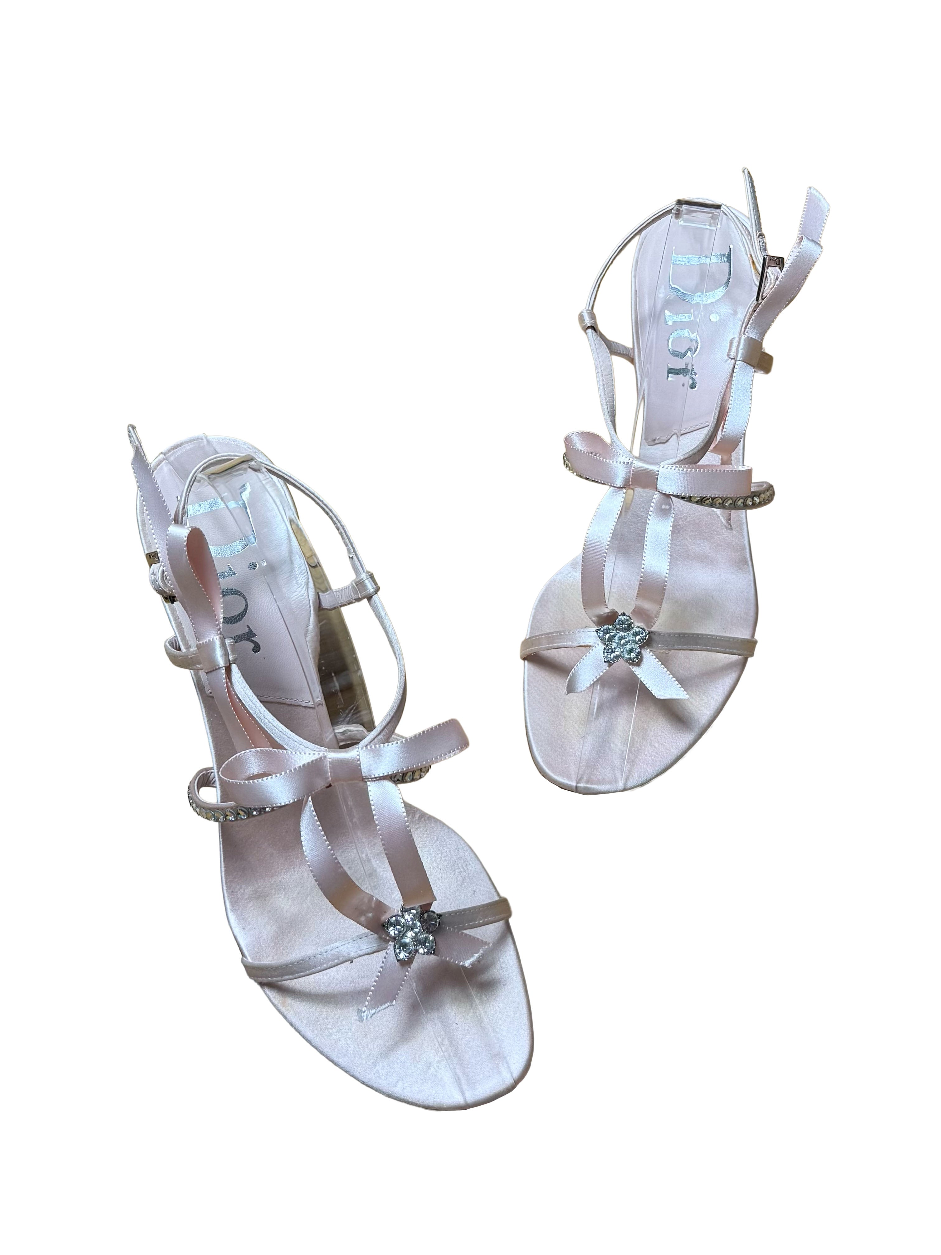 Christian Dior Pink Diamanté Strappy Sandals