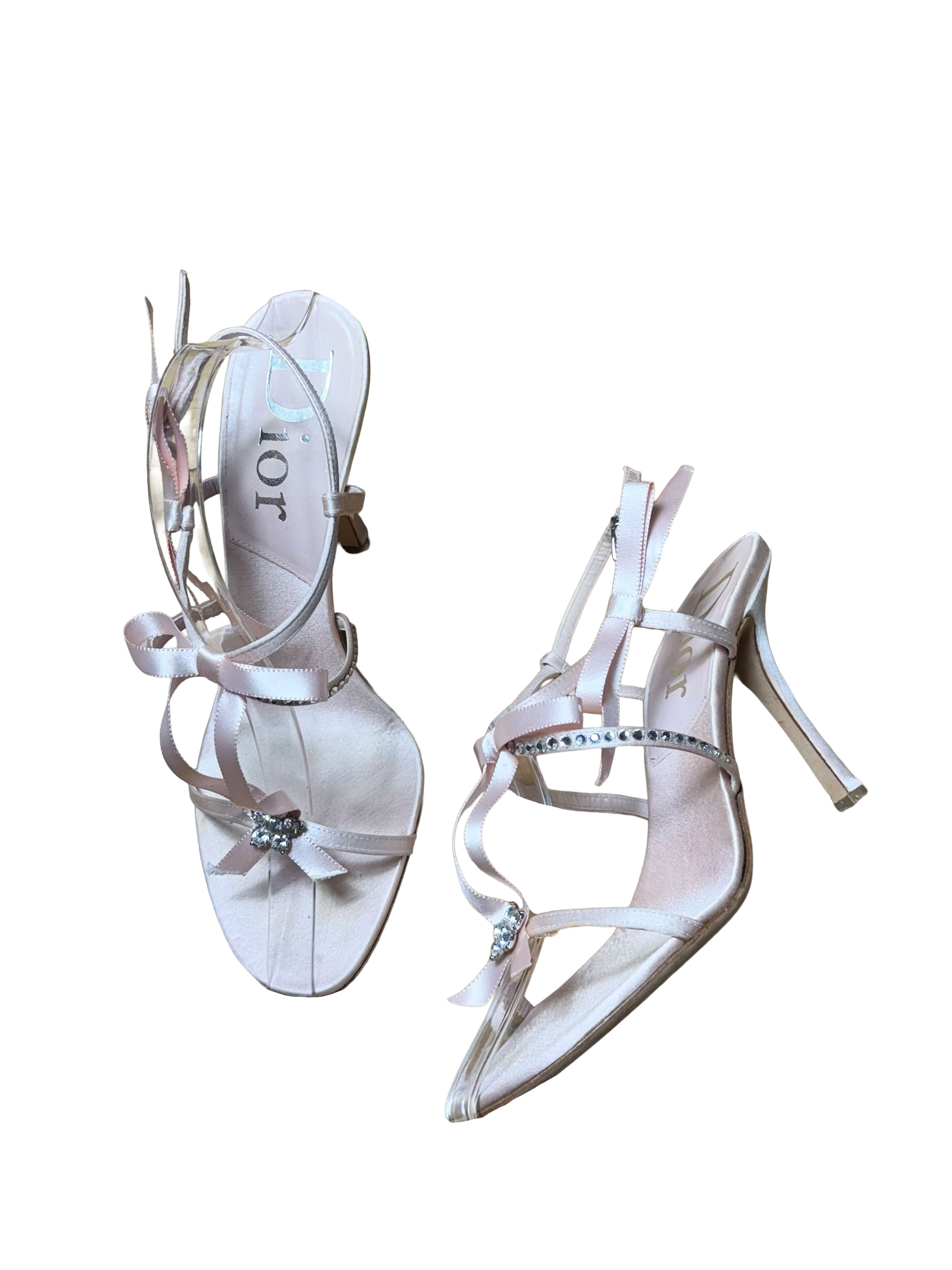 Christian Dior Pink Diamanté Strappy Sandals