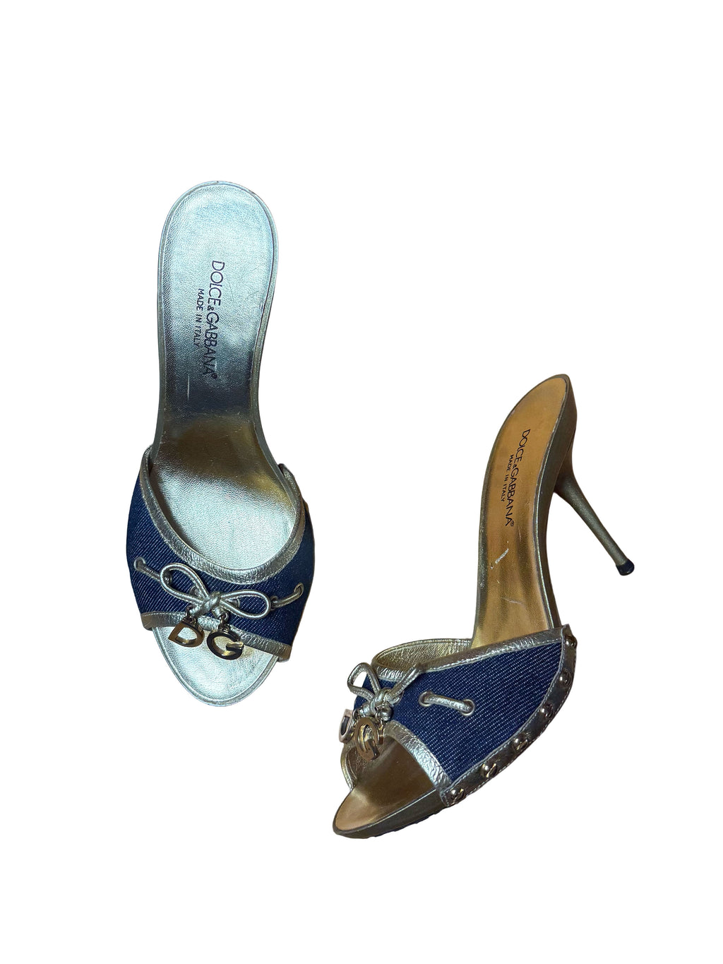 Dolce & Gabbana Denim & Gold Mule Sandals