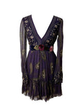 Blugirl FW2005 Purple Paisley Ruffle Mini Dress