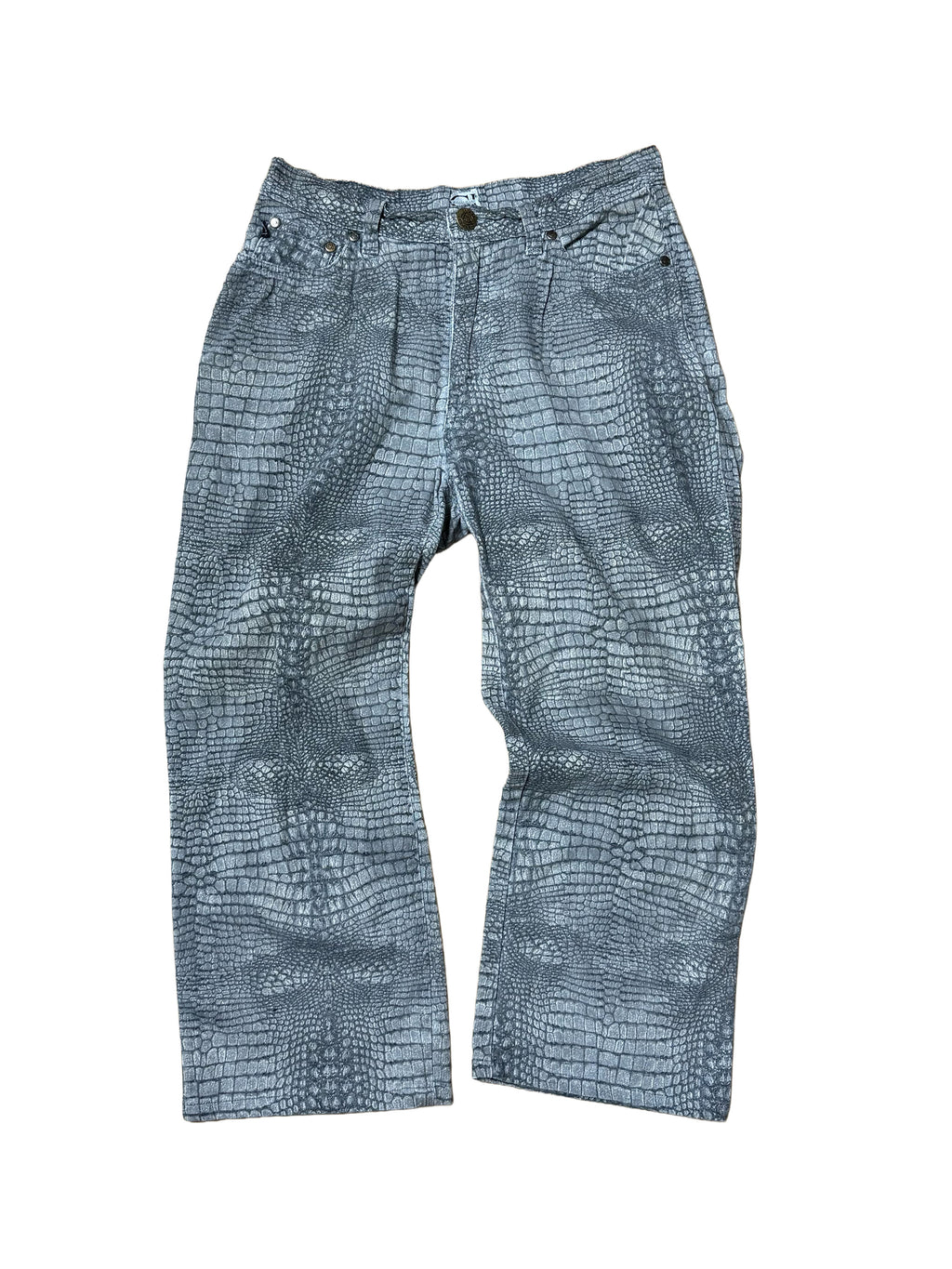 Roberto Cavalli Grey Alligator Jeans