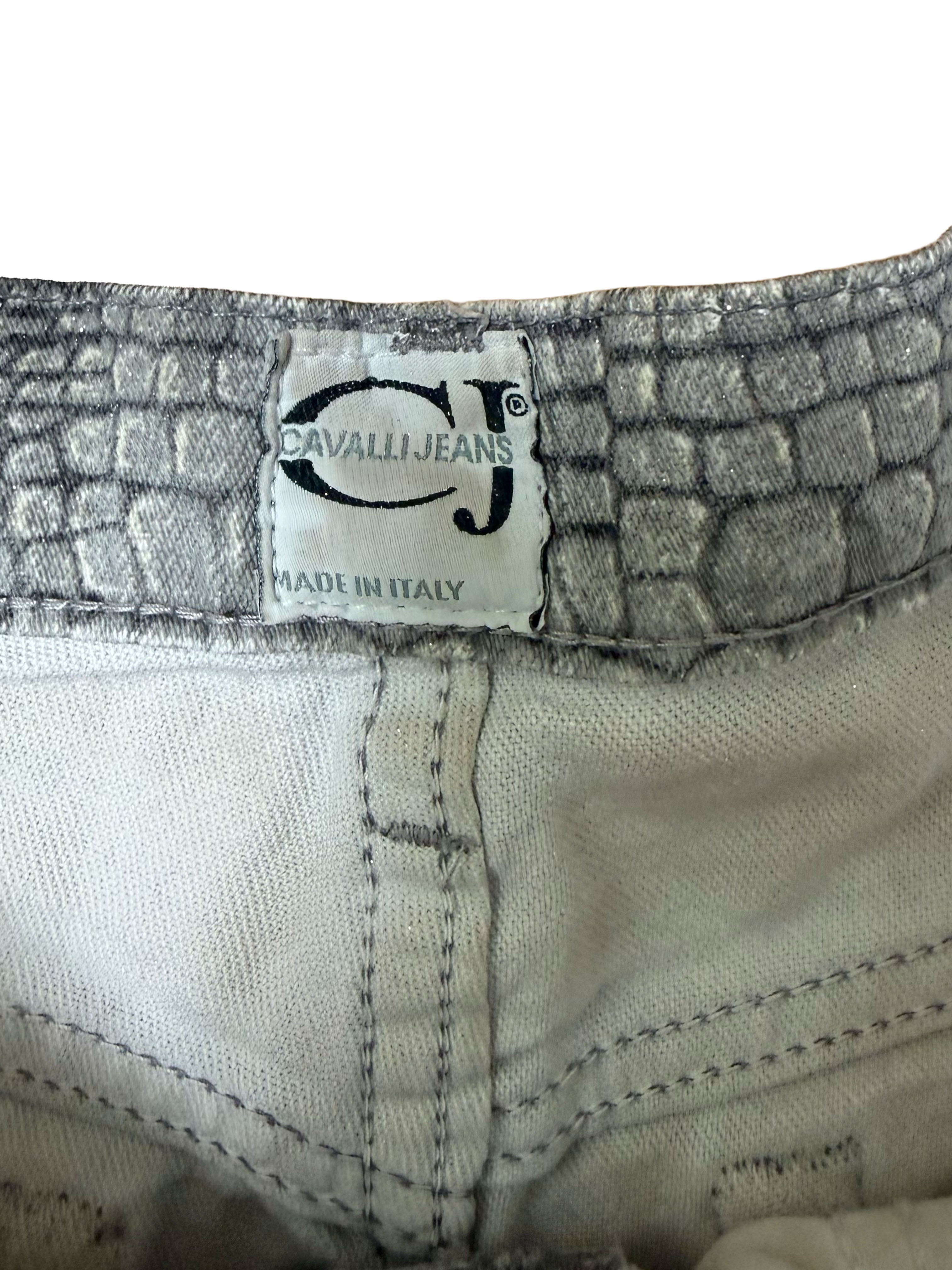 Roberto Cavalli Grey Alligator Jeans