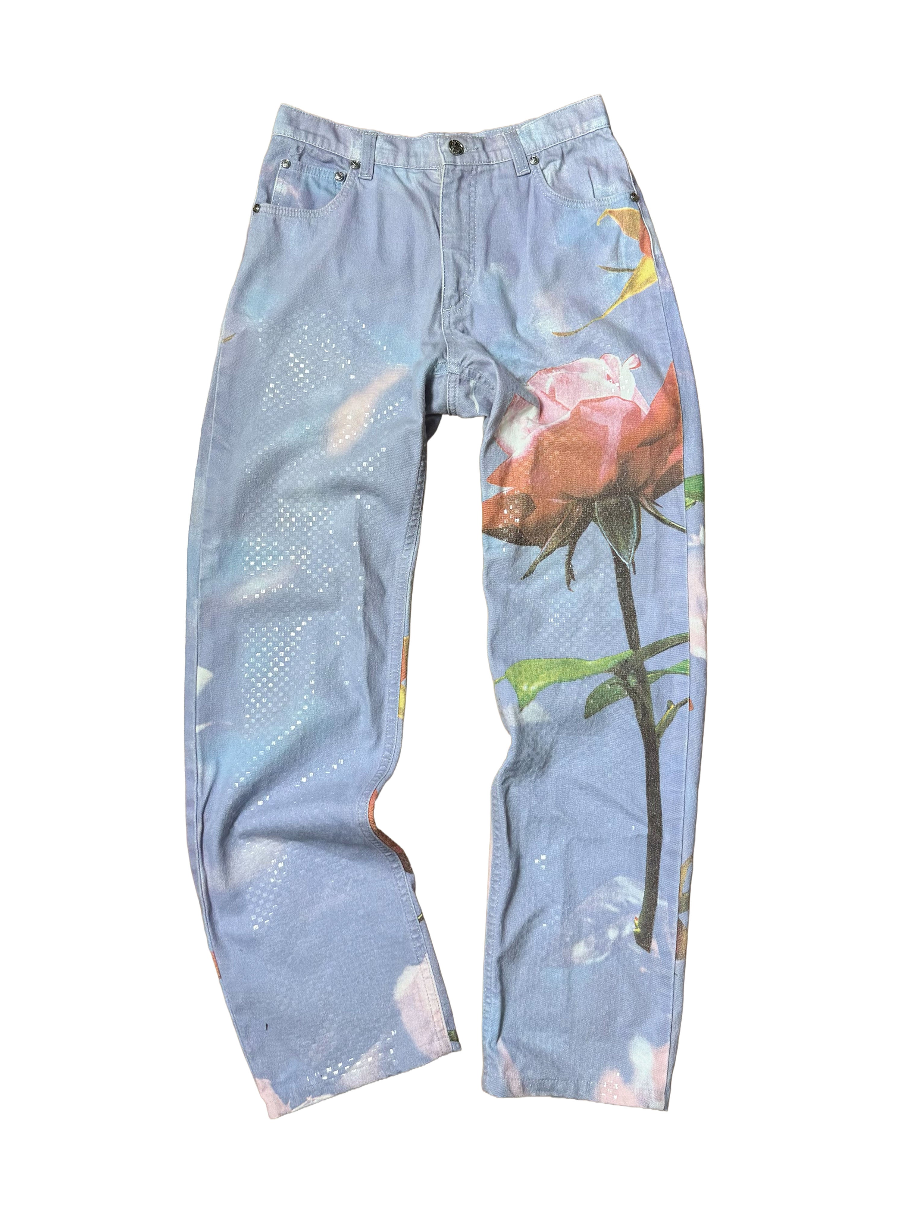 Roberto Cavalli Rose Print Jeans