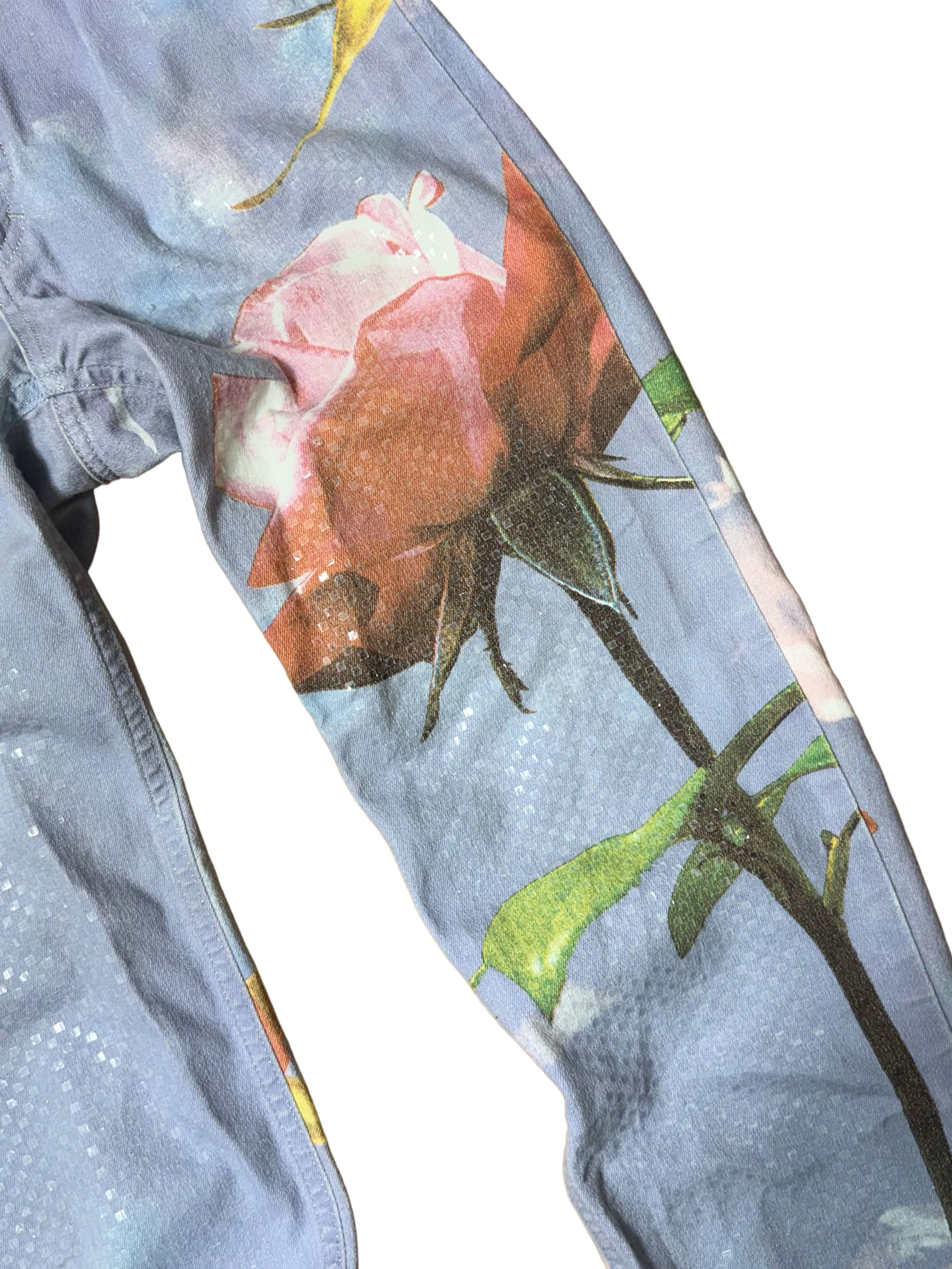 Roberto Cavalli Rose Print Jeans