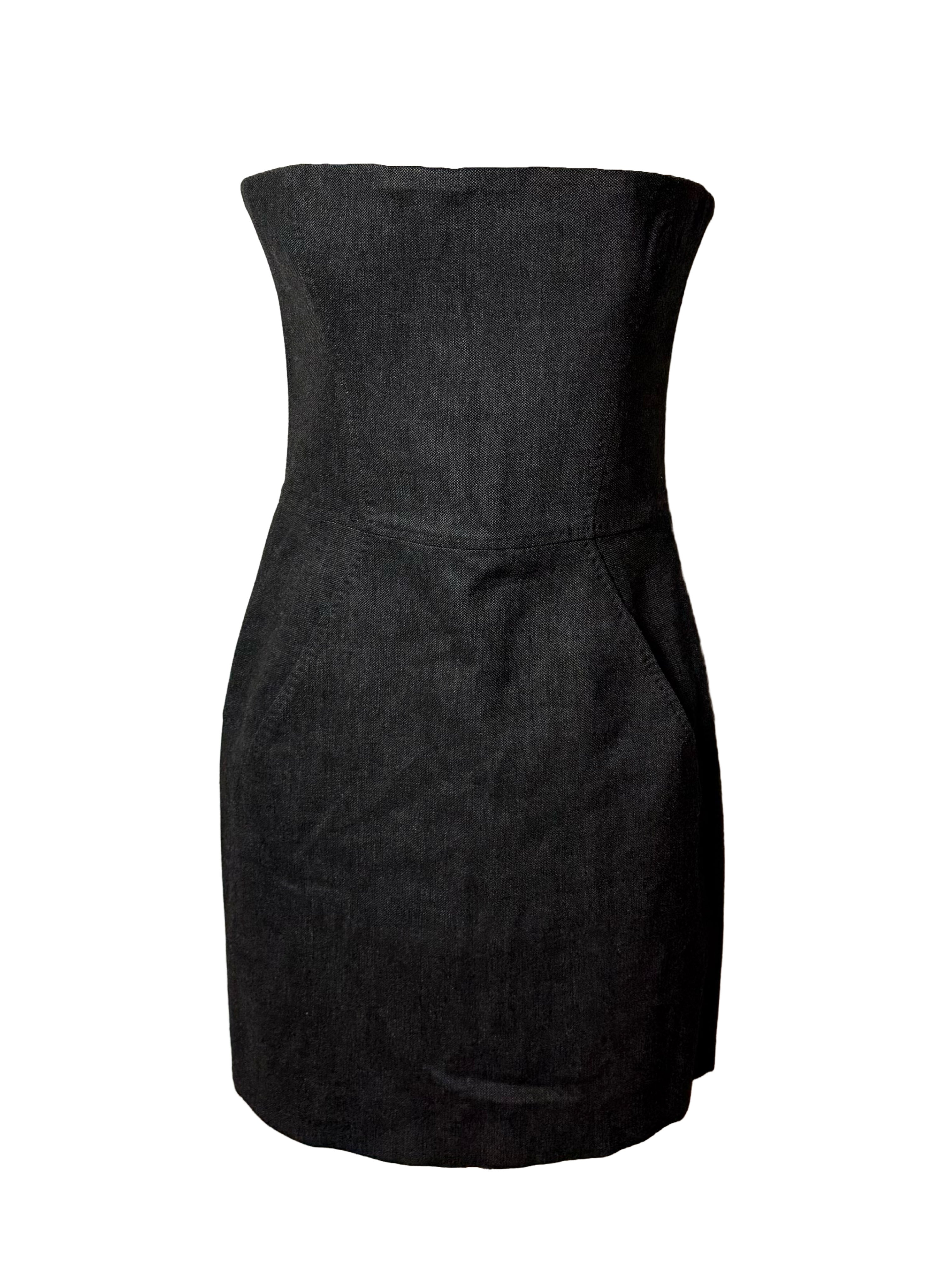 Dsqaured2 Grey Corset Strapless Denim Dress