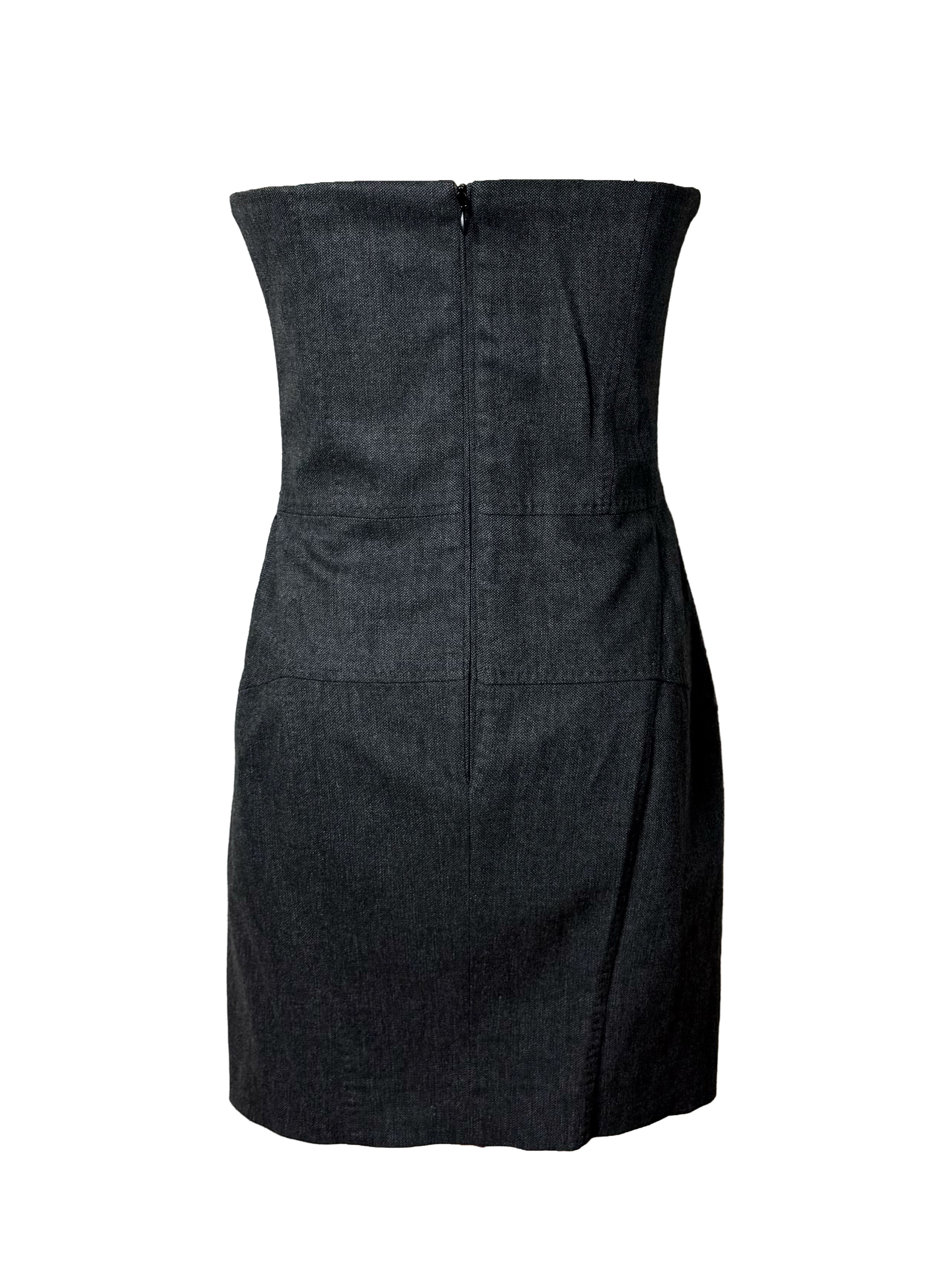 Dsqaured2 Grey Corset Strapless Denim Dress