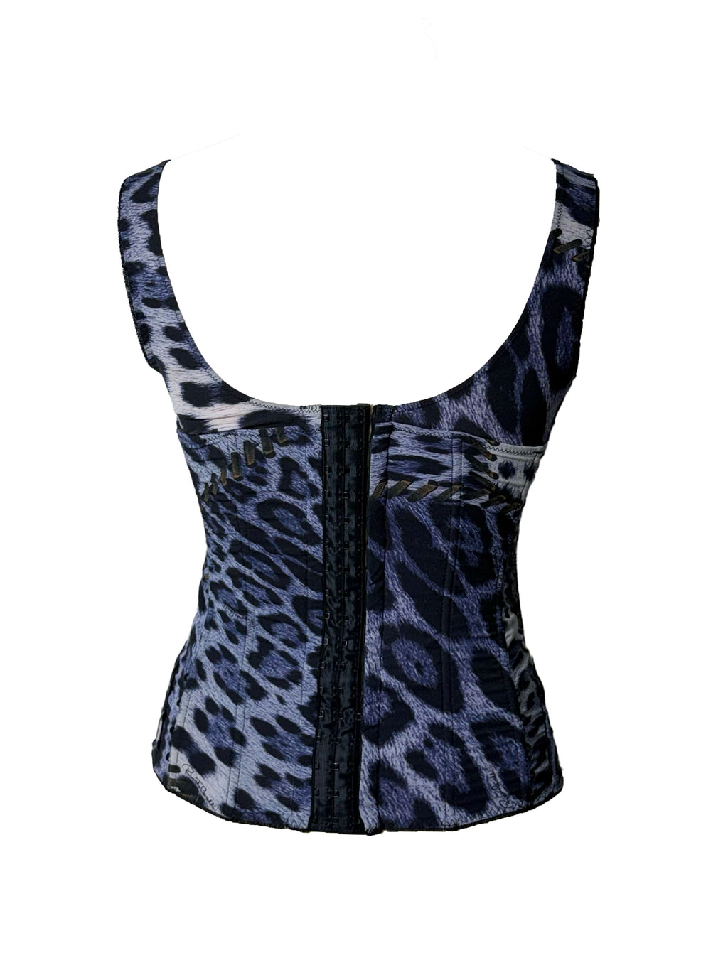 Roberto Cavalli Purple Leopard Print Corset Top